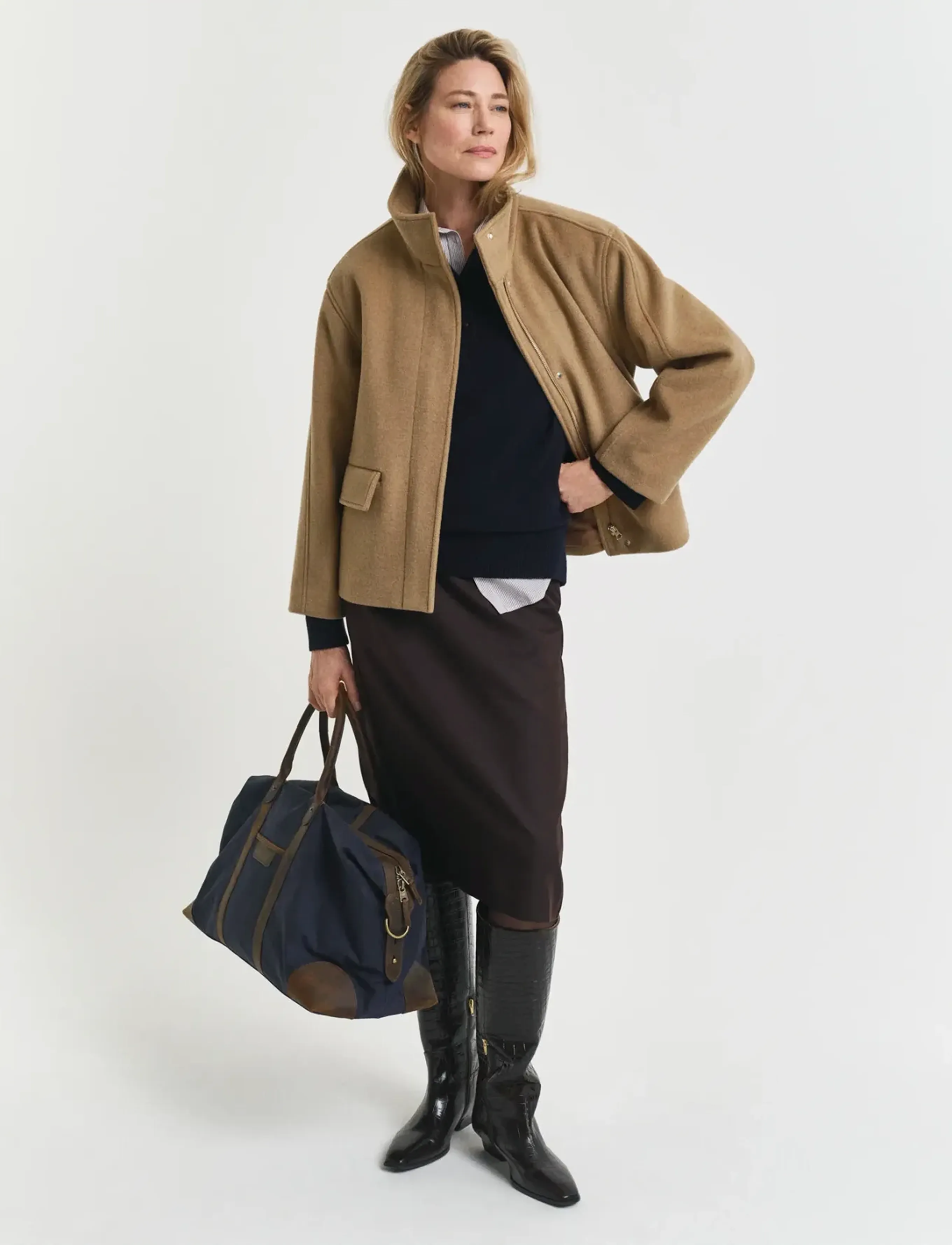 Gant Short Wool Jacket With Zip, XL, Jackets, Beige - Frauen