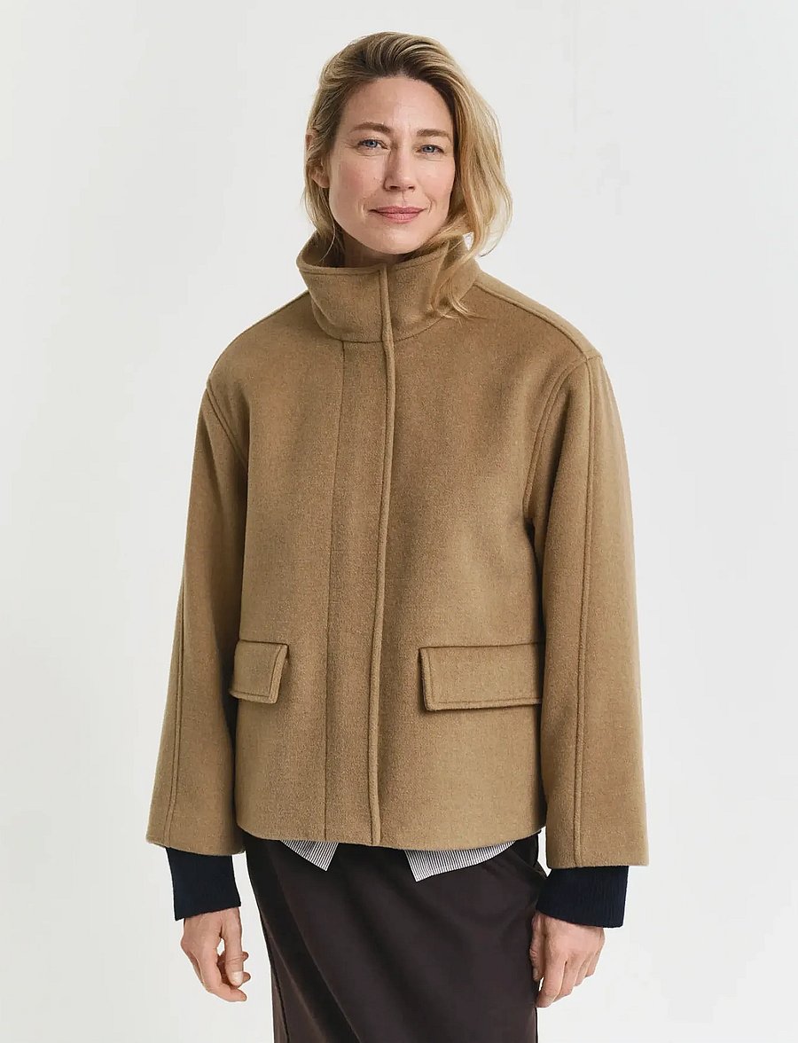 Gant - SHORT WOOL JACKET WITH ZIP - wolljacken - warm khaki - 3
