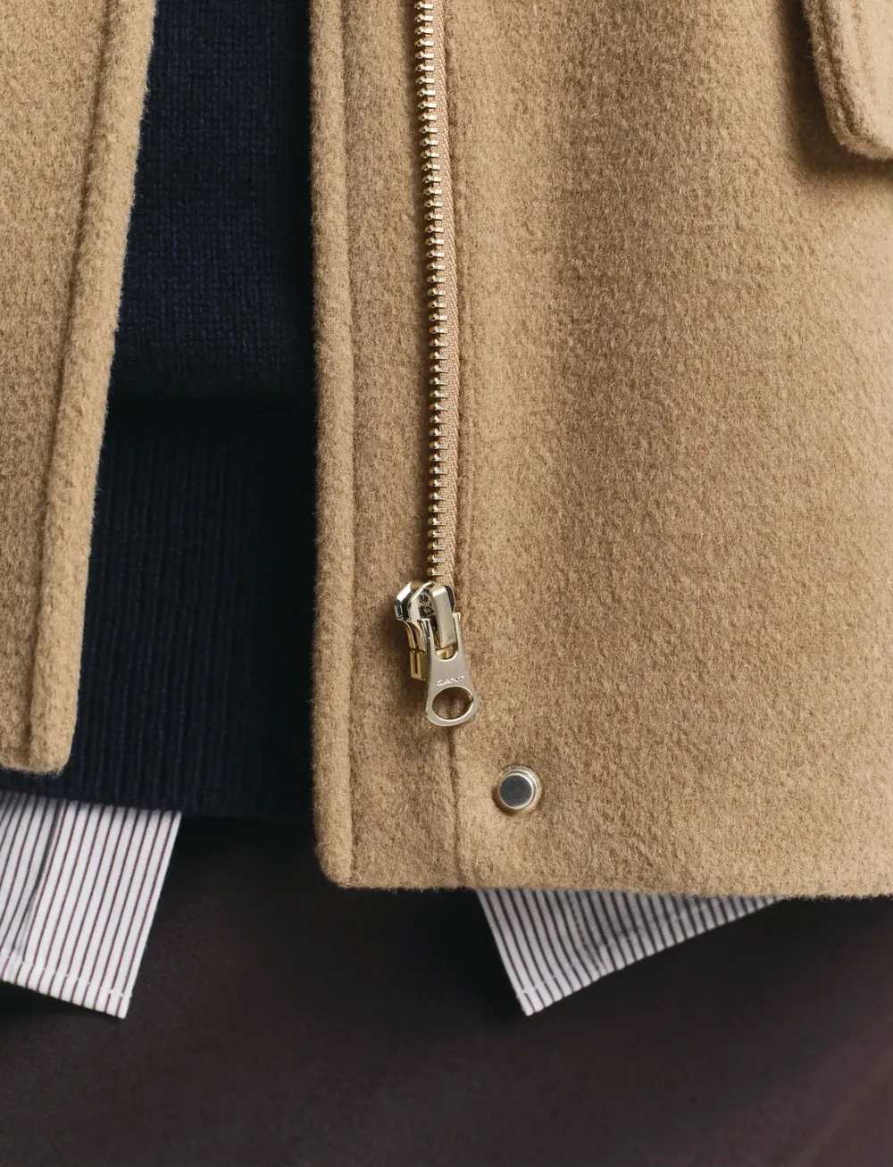 GANT - SHORT WOOL JACKET WITH ZIP - uldjakker - warm khaki - 5