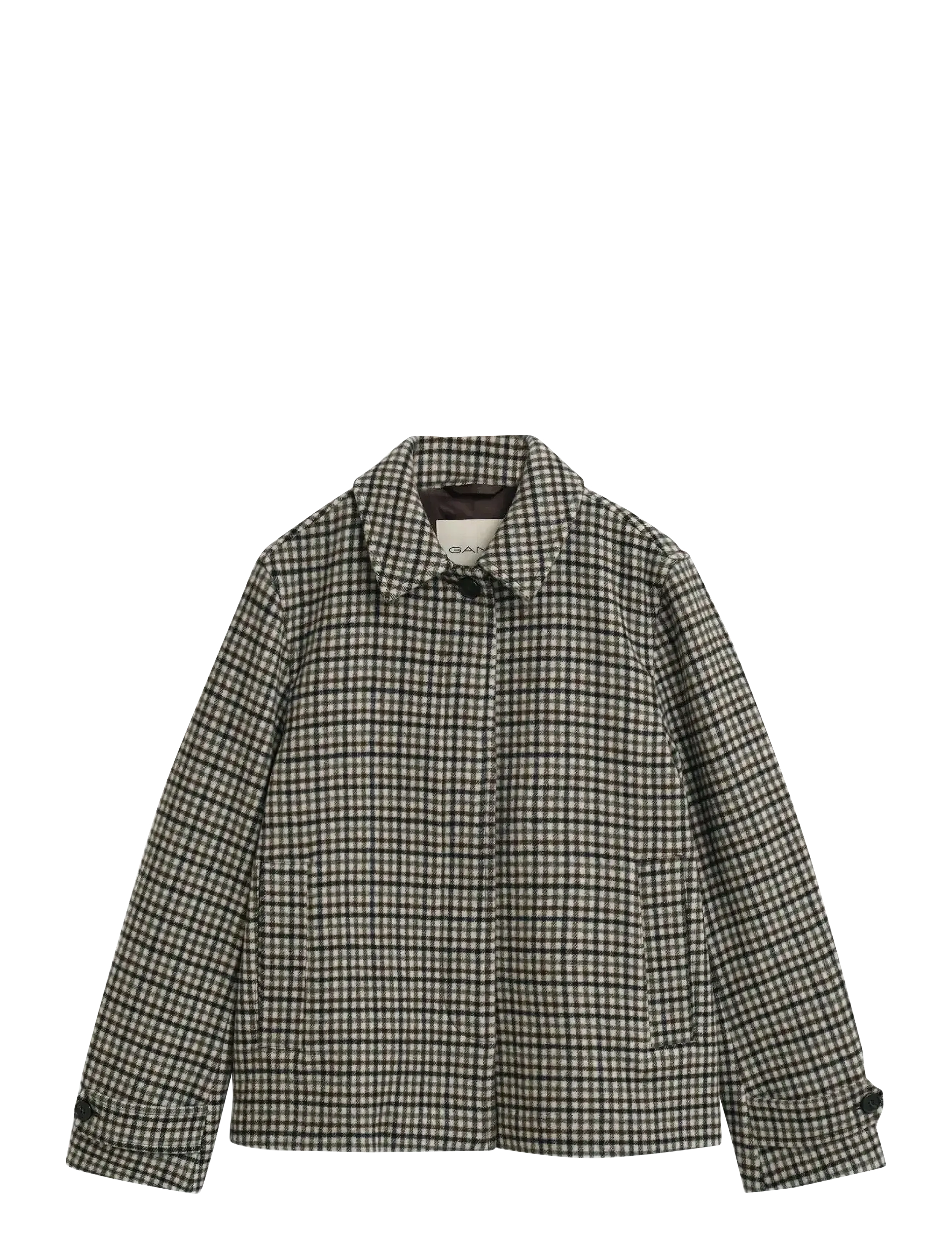 GANT CHECKED SHORT WOOL BLEND CAR COAT - GANT - PUTTY / multi