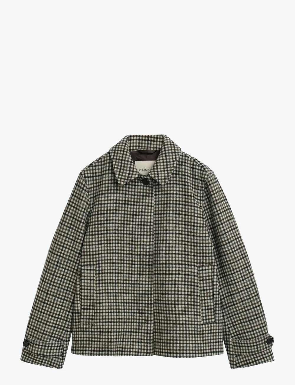 GANT - CHECKED SHORT WOOL BLEND CAR COAT - uldfrakker - putty - 1