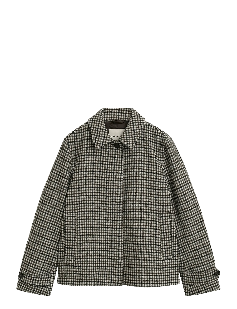 Gant - CHECKED SHORT WOOL BLEND CAR COAT - Úlpur - putty - 1