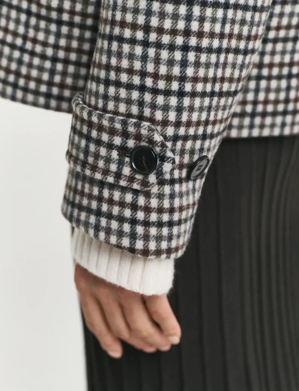 GANT - CHECKED SHORT WOOL BLEND CAR COAT - uldfrakker - putty - 5