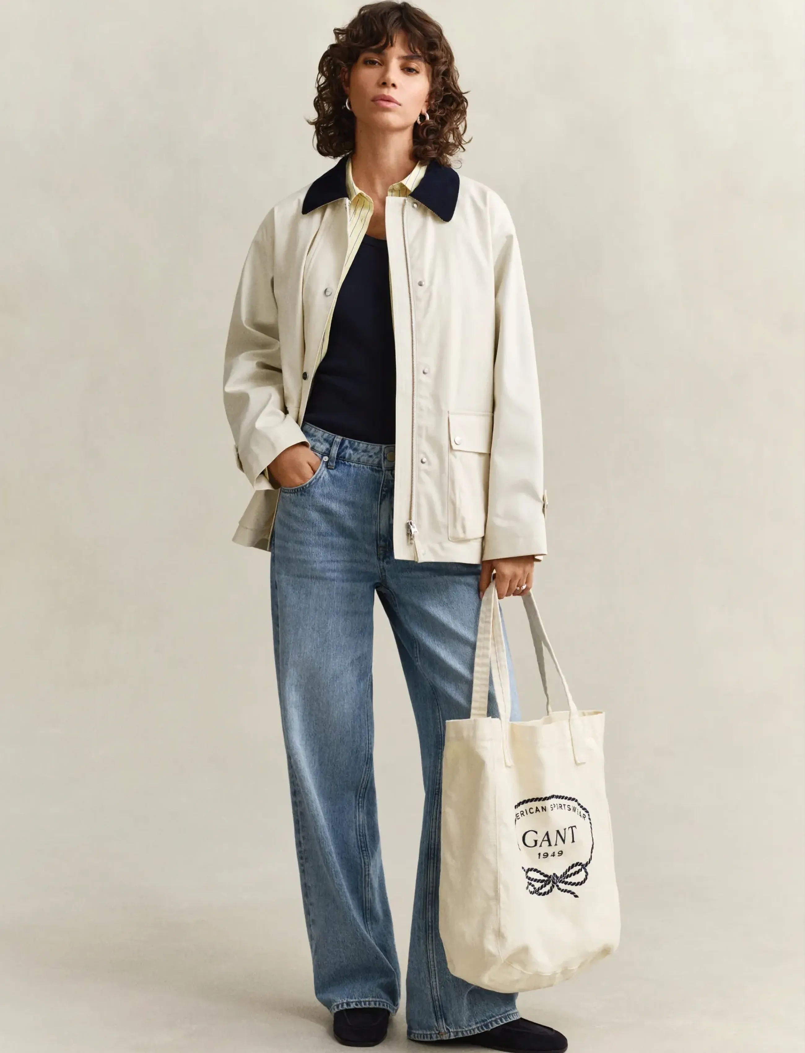 Gant - COTTON SPRING DECKER JACKET - darba stila jakas - cream - 4