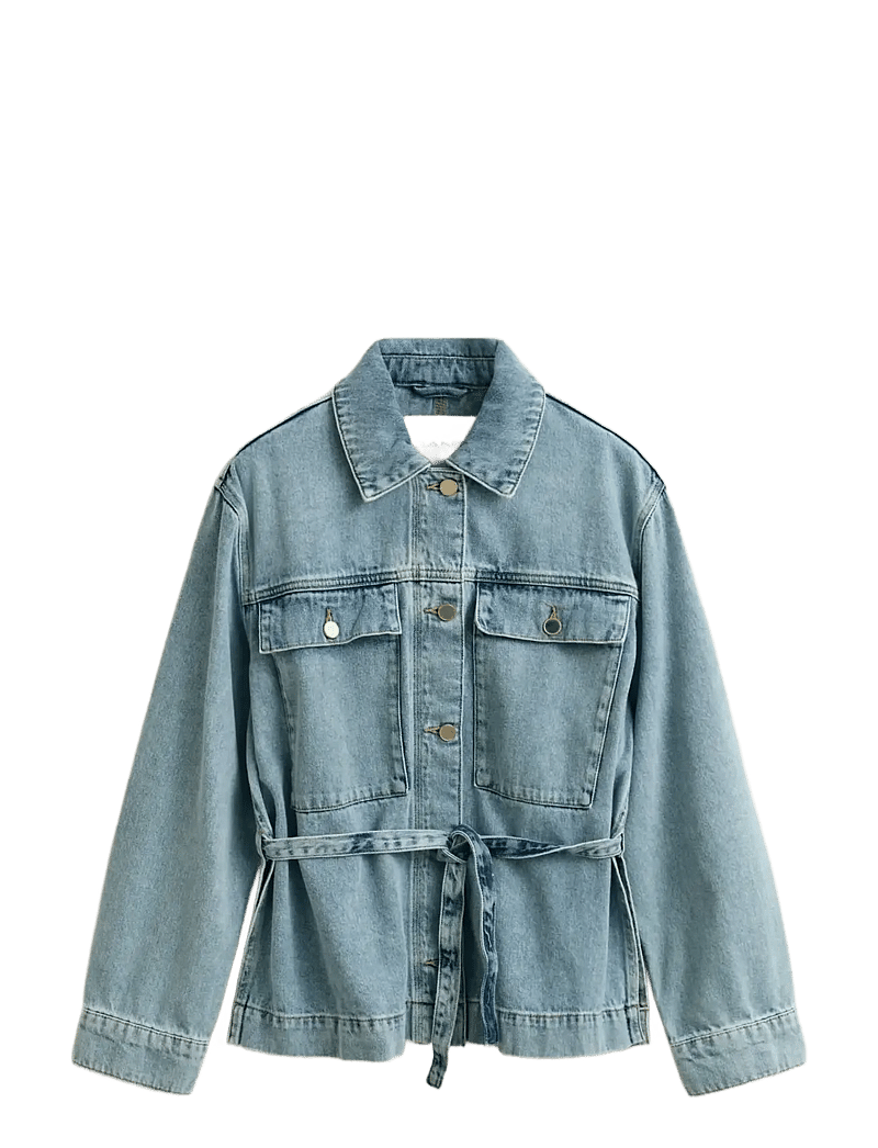 GANT - DENIM JACKET WITH TIE DETAIL - forårsjakker - light blue worn in - 1