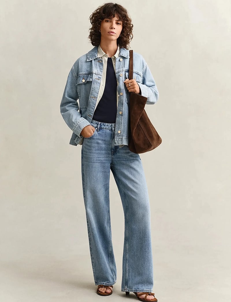 GANT - DENIM JACKET WITH TIE DETAIL - forårsjakker - light blue worn in - 3