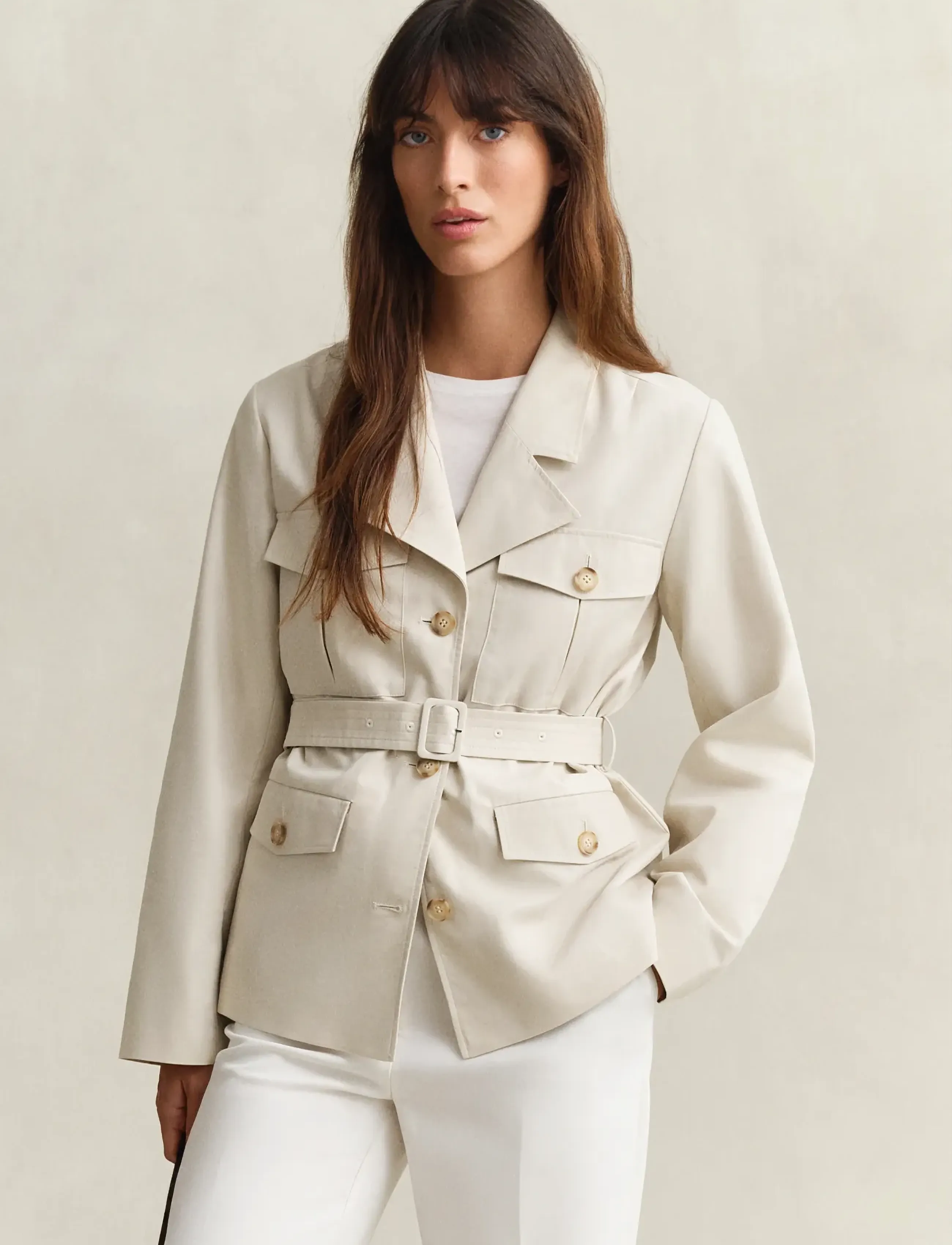 Gant Utility Belted Jacket, Kvinder, Bæltet Utility Jakke, Cream, Str: S