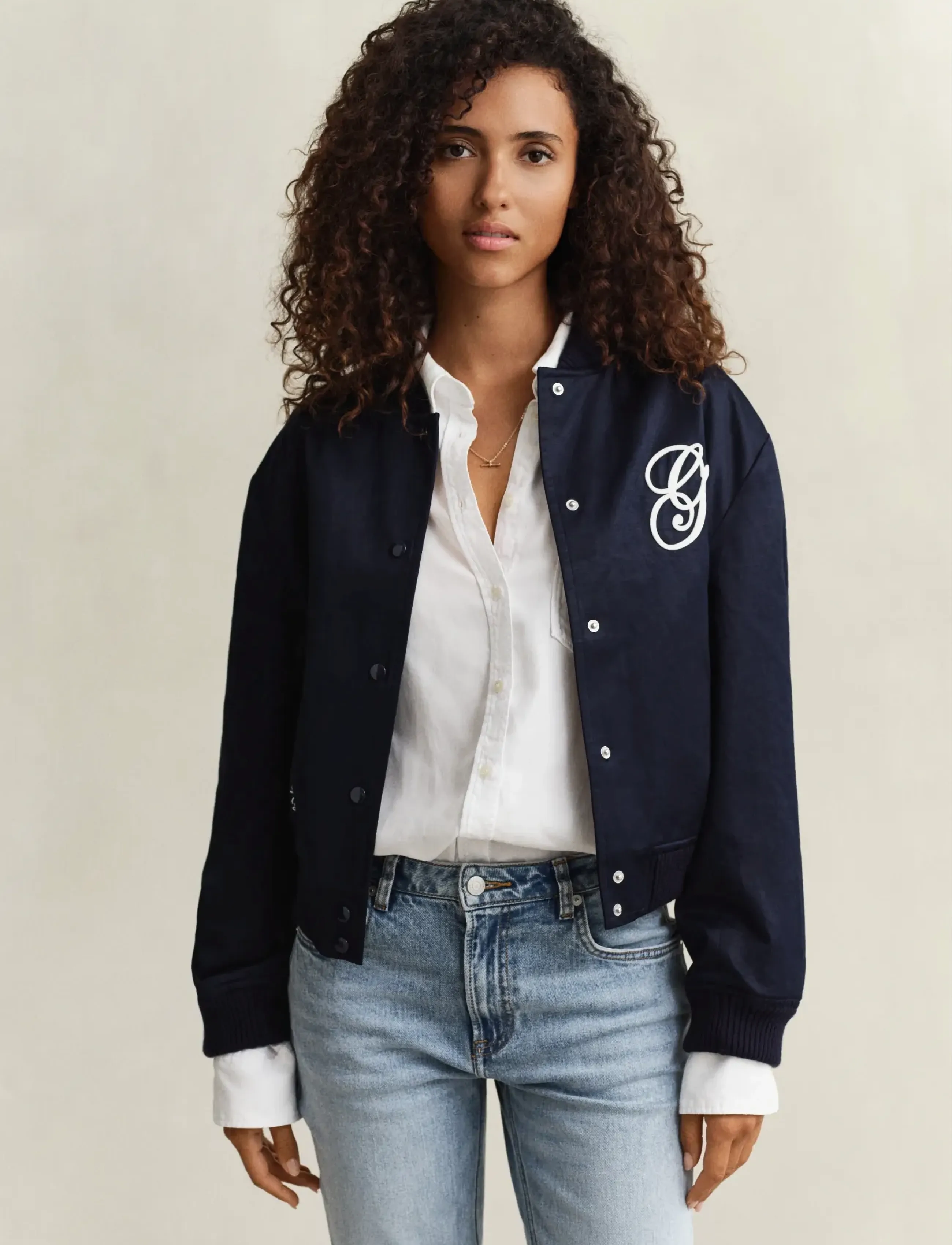 Gant Satin Varsity Jacket, M, Jackets, Marineblau - Bomber, Frauen