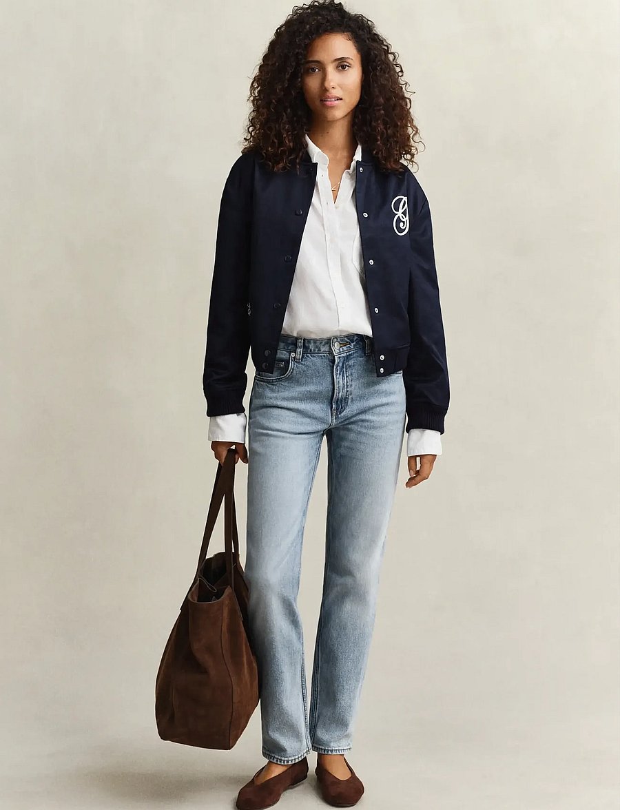 Gant - SATIN VARSITY JACKET - forårsjakker - evening blue - 4