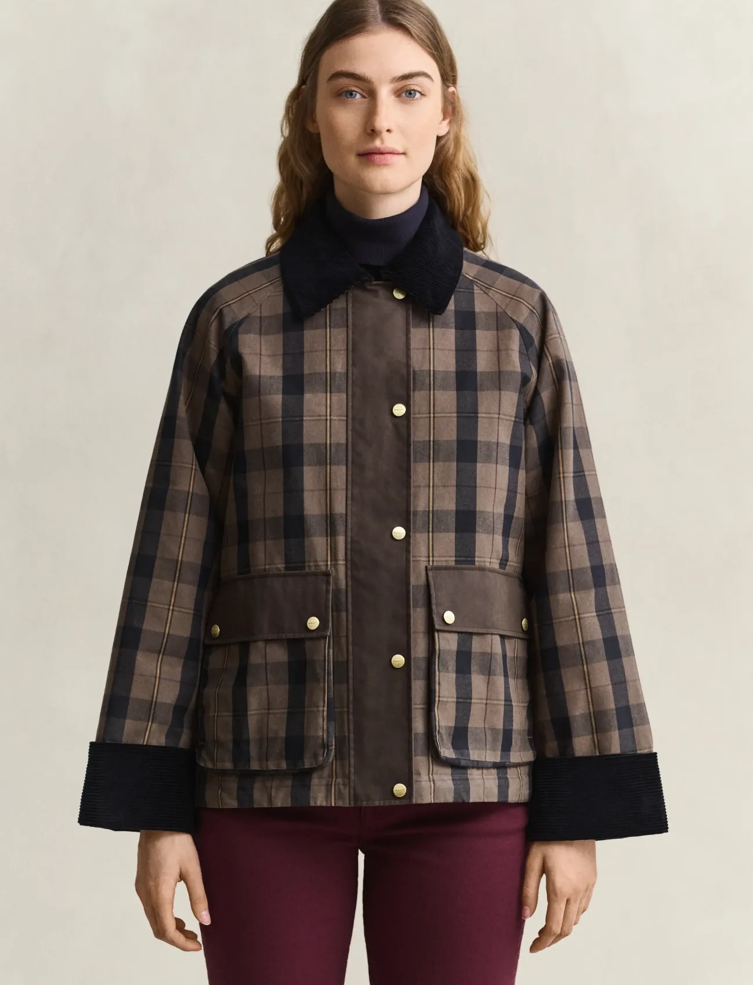Gant - CHECKED WAXED JACKET - vinterjakker - faded taupe - 3