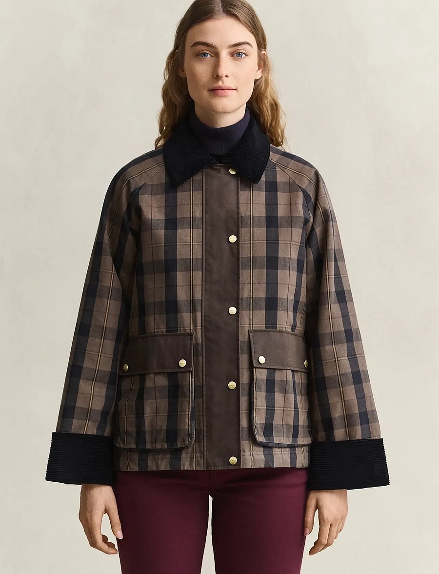 Gant - CHECKED WAXED JACKET - vinterjakker - faded taupe - 3