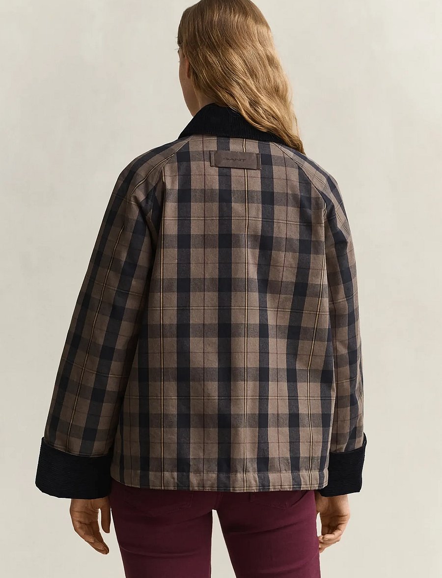 Gant - CHECKED WAXED JACKET - vinterjakker - faded taupe - 4