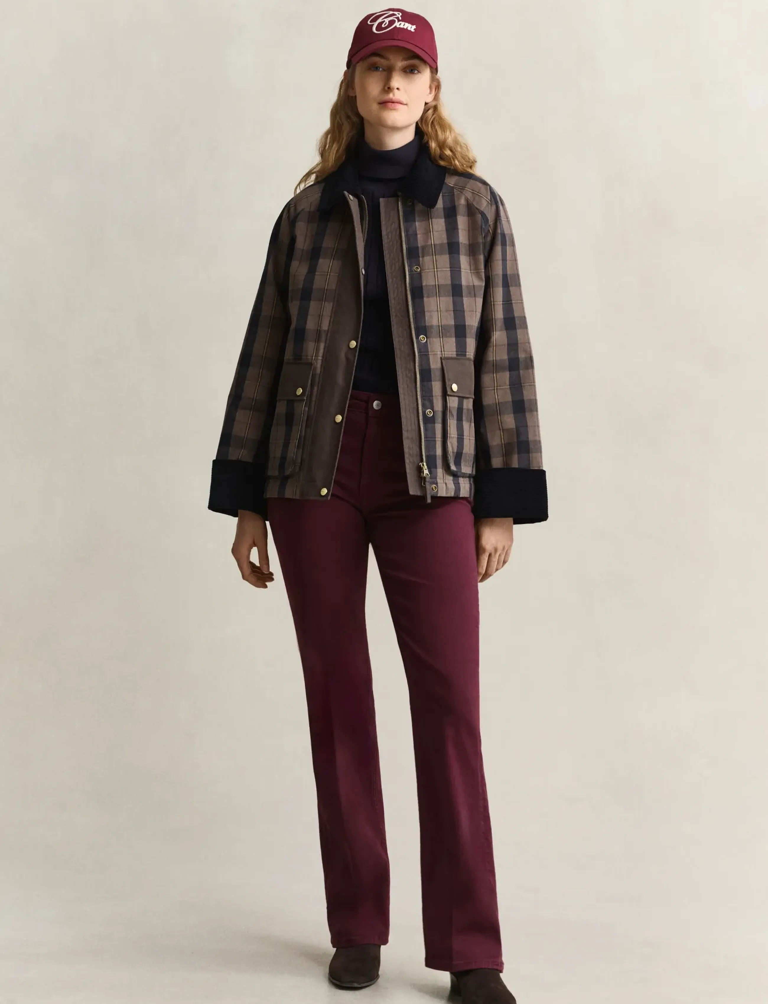 Gant - CHECKED WAXED JACKET - vinterjakker - faded taupe - 5