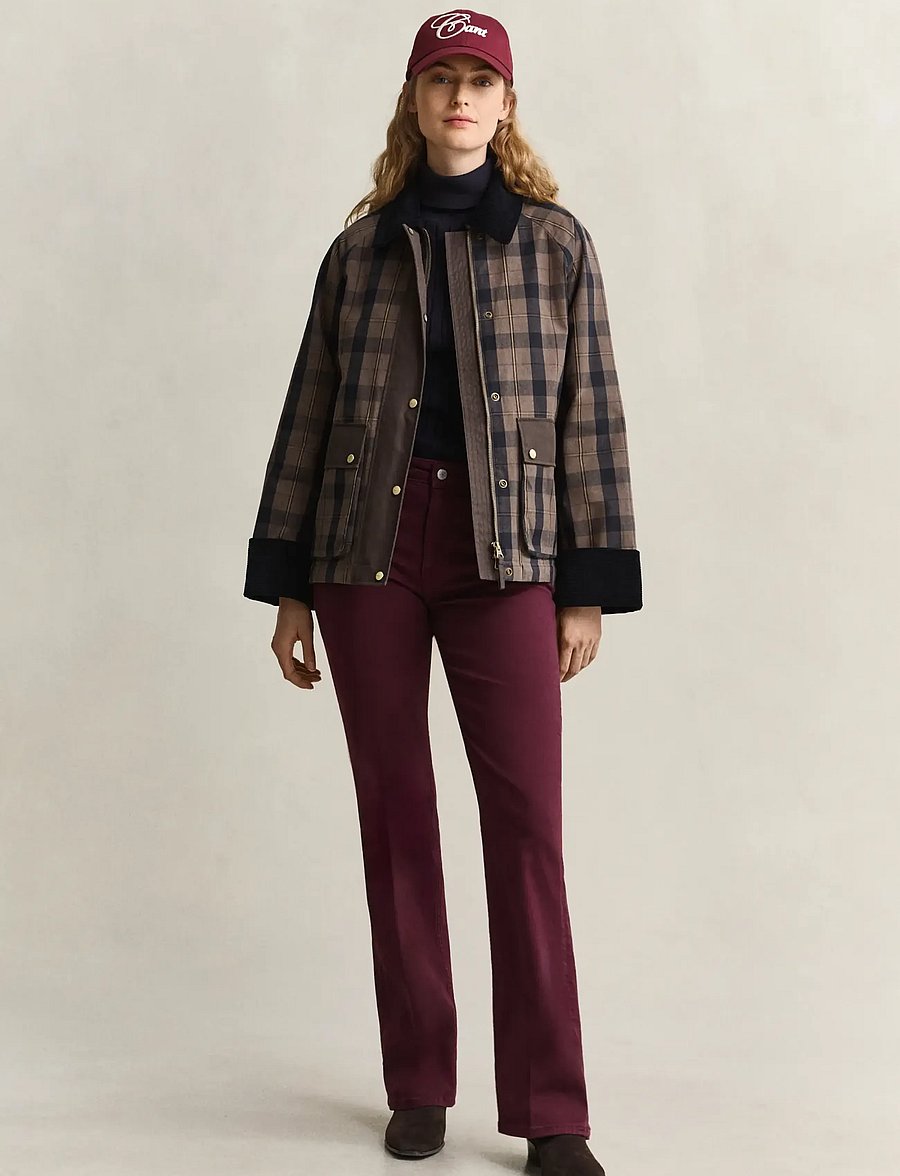 Gant - CHECKED WAXED JACKET - vinterjakker - faded taupe - 5