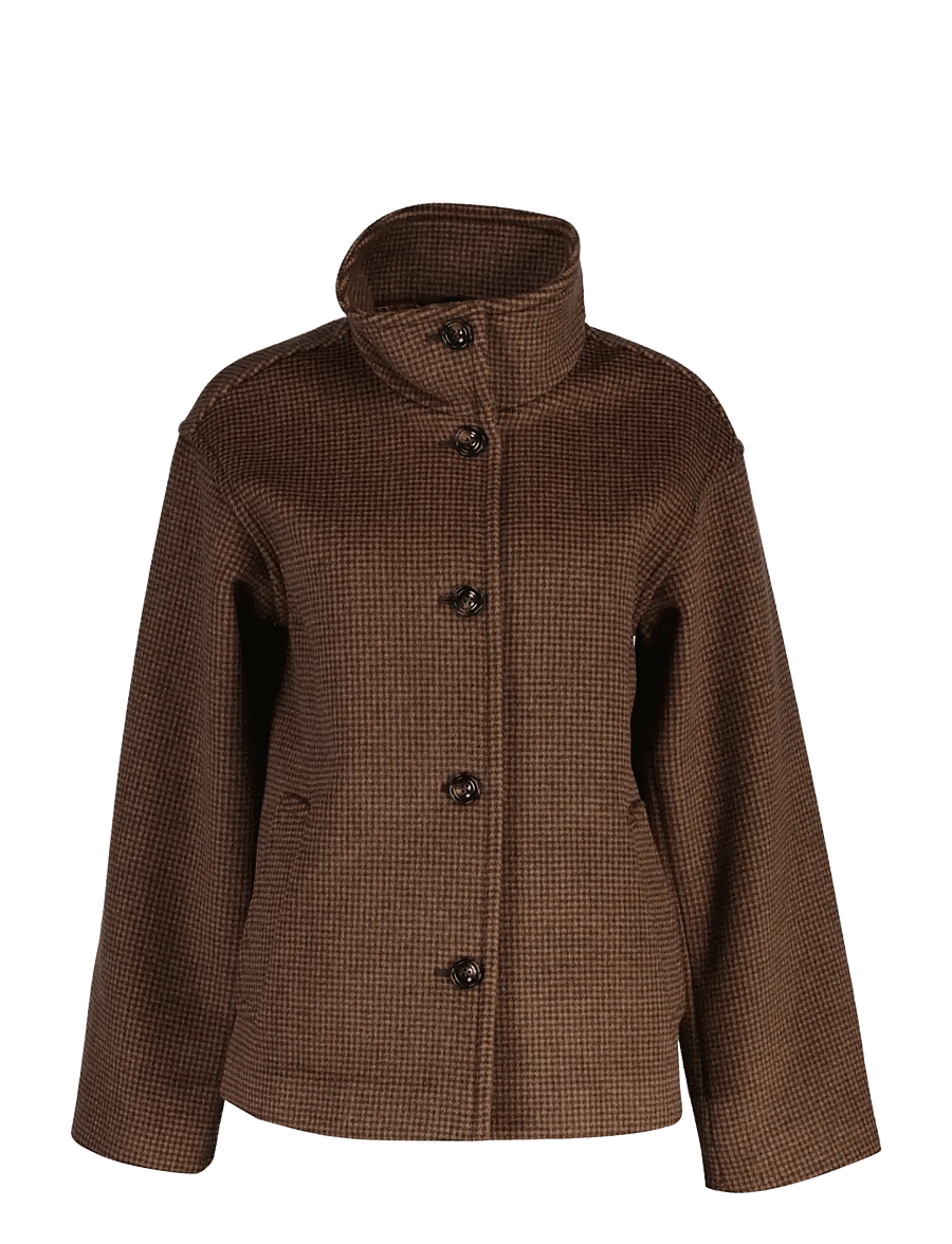 Gant - CHECKED WOOL BLEND JACKET - wolljacken - deep brown - 1