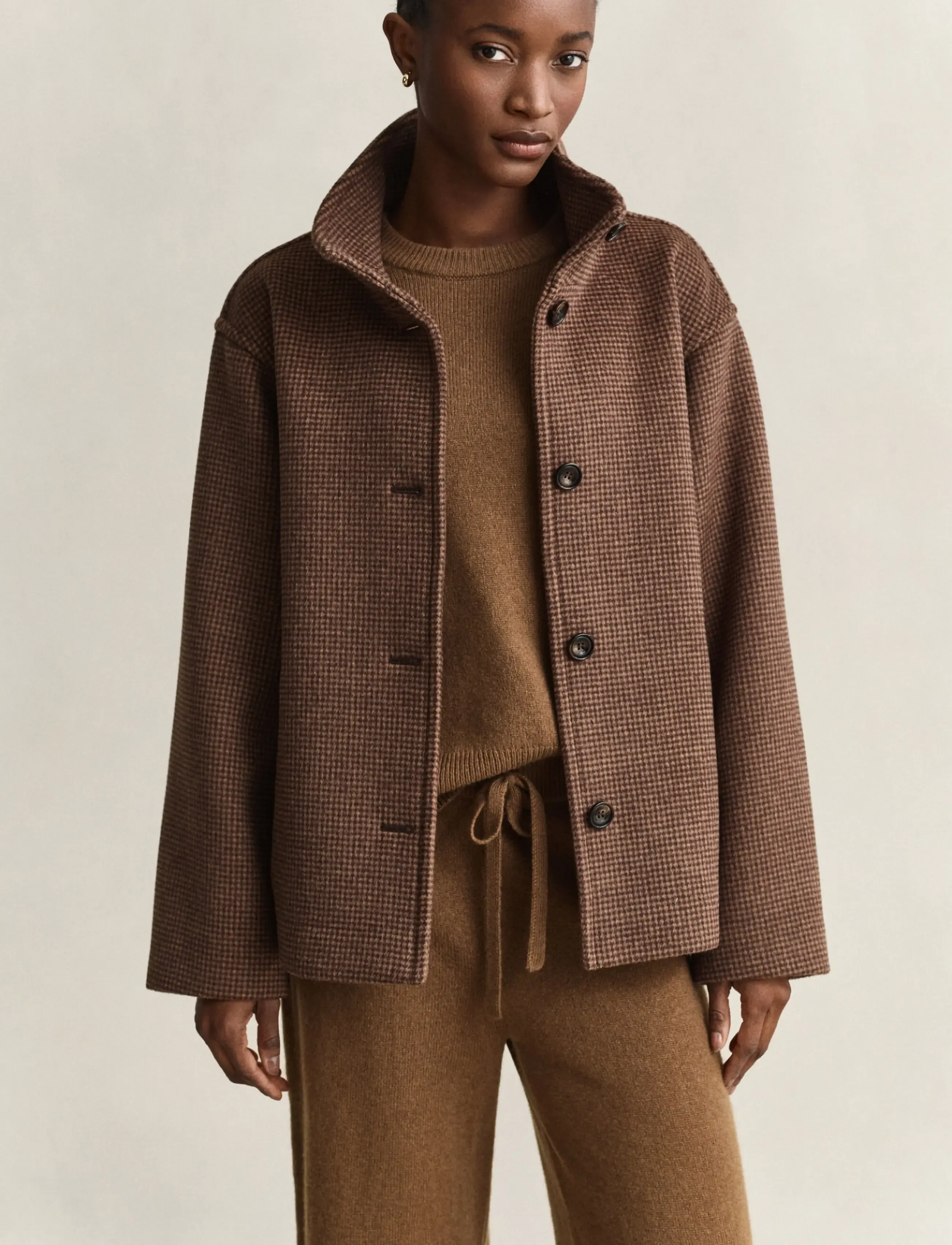 Gant CHECKED WOOL BLEND JACKET - Jacken - DEEP BROWN / brown