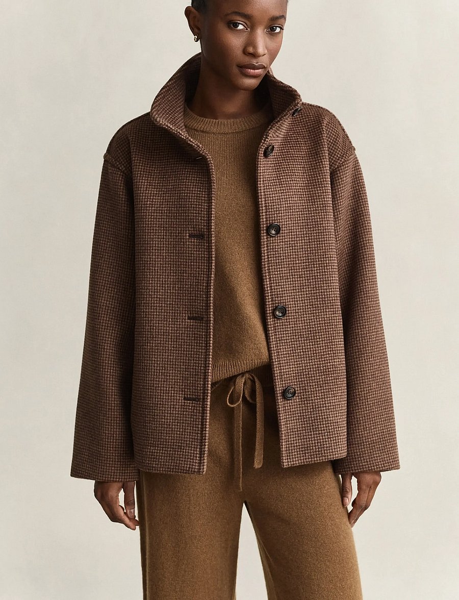 Gant - CHECKED WOOL BLEND JACKET - wolljacken - deep brown - 0