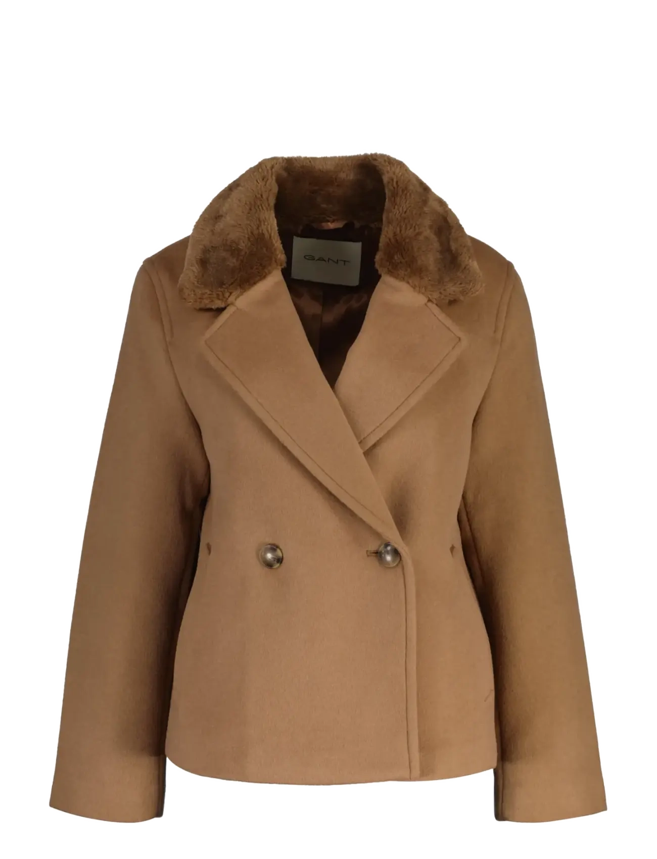 Gant - FAUX FUR COLLAR WOOL BLEND JACKET - ulljackor - warm khaki - 1