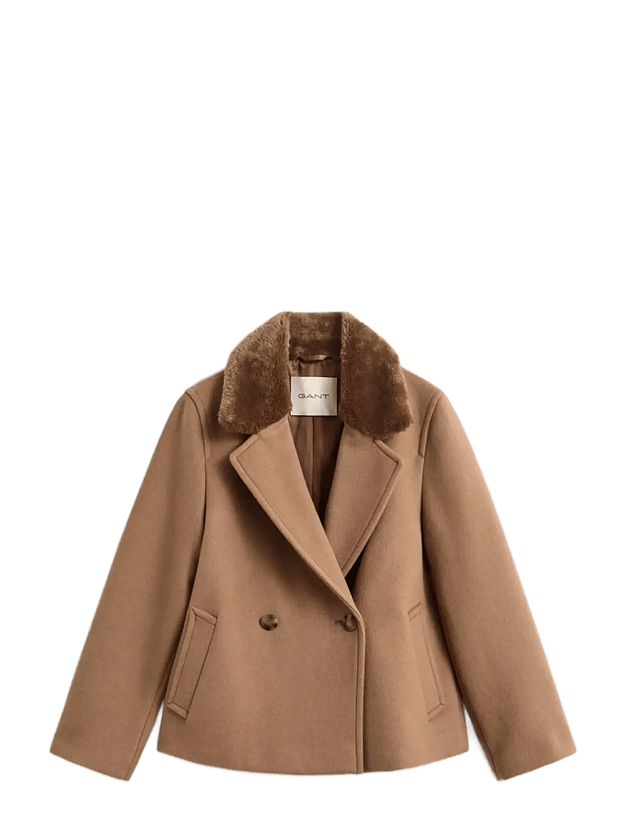 Gant - FAUX FUR COLLAR WOOL BLEND JACKET - wolljacken - warm khaki - 1