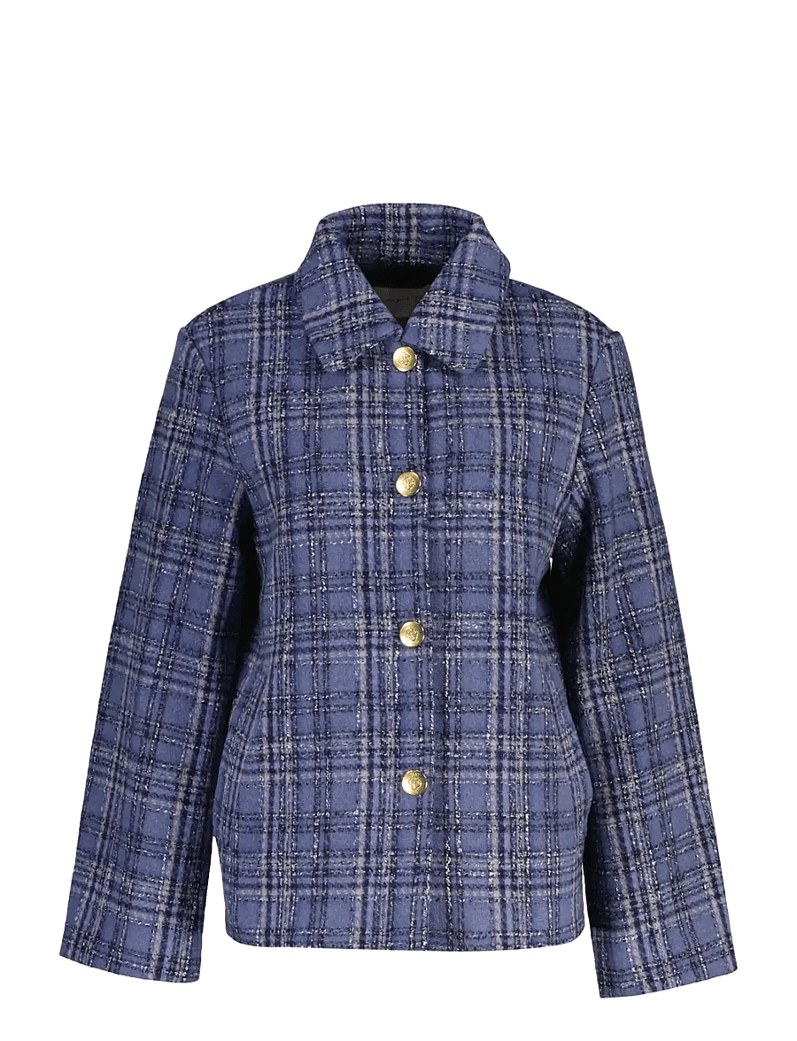 Gant - CHECKED BOUCLE WOOL BLEND JACKET - wolljacken - blue horizon - 0