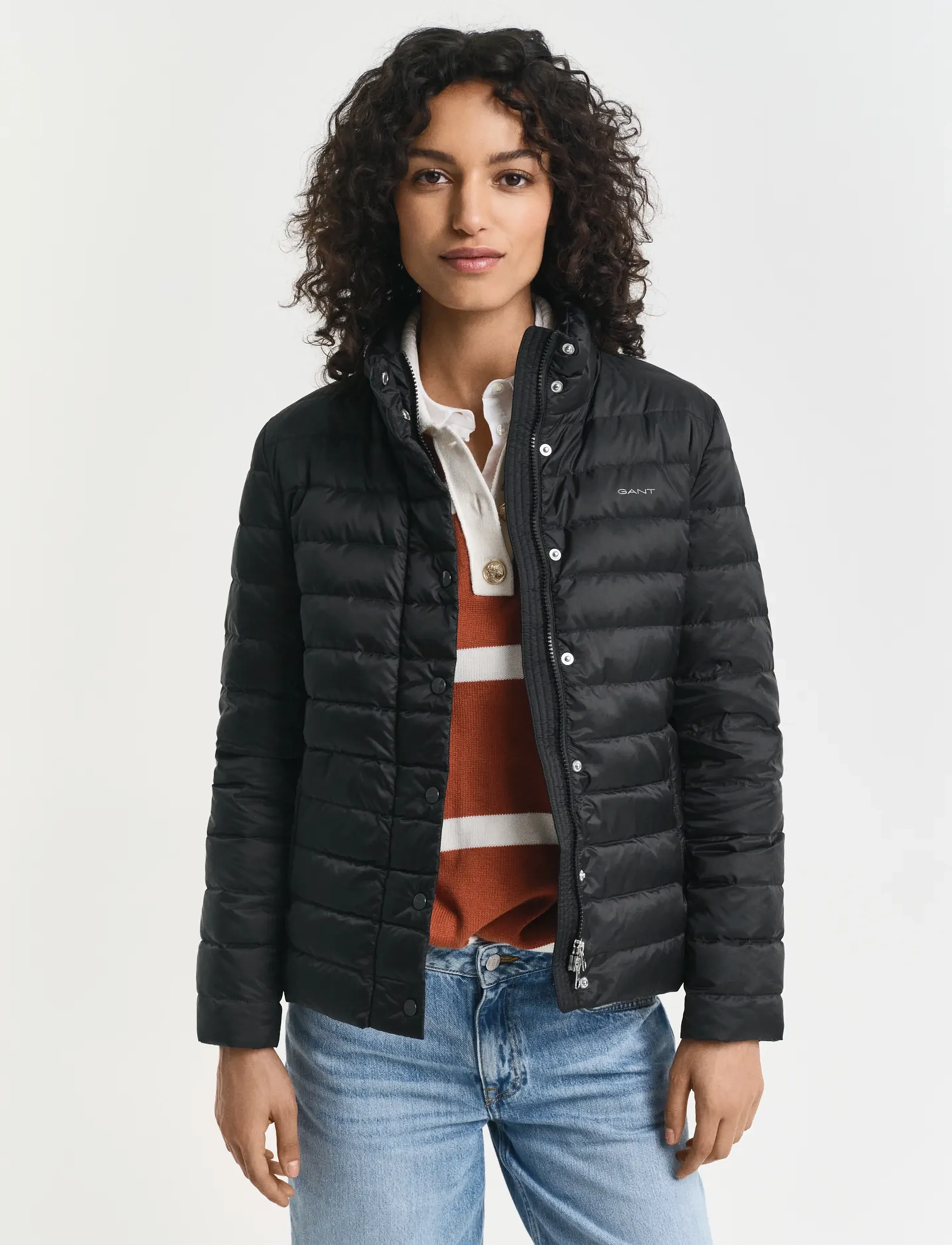 Gant Light Down Jacket, Kvinder, Let Dunjakke, Sort, Str: XXL