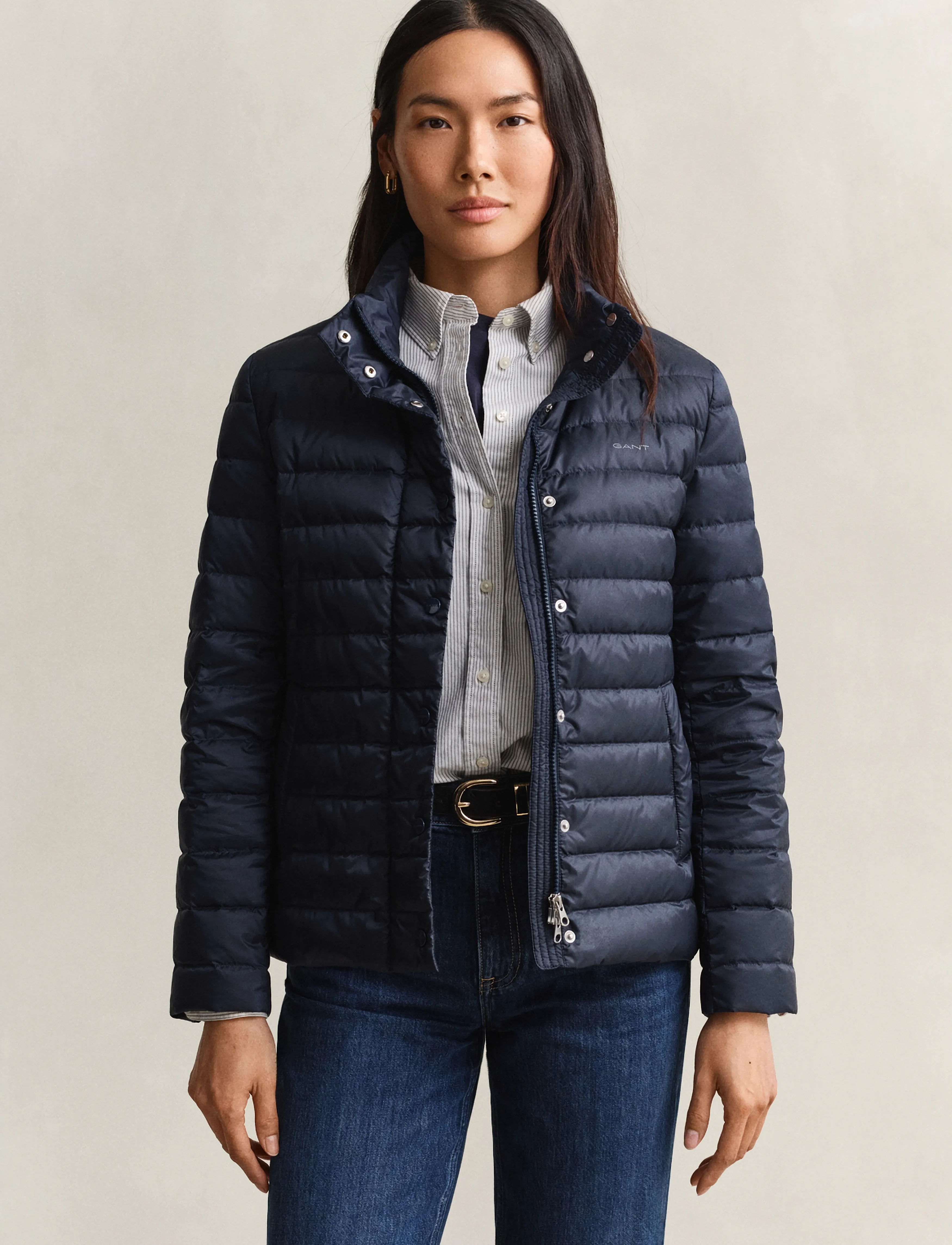 Gant Light Down Jacket, XS, Jackets, Marineblau - Padded Frauen