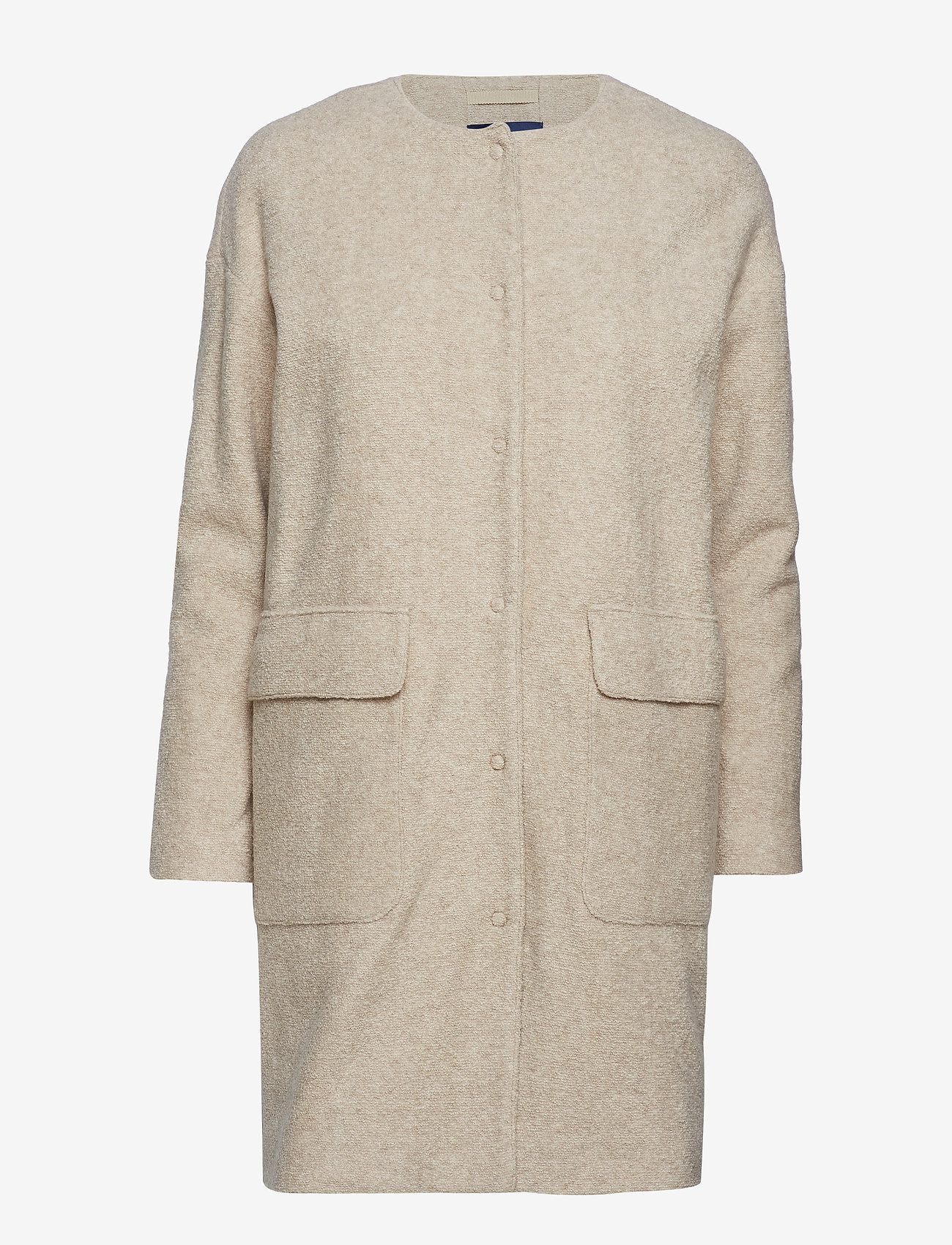 GANT - O2. COLLARLESS BOILED WOOL COAT - manila melange - 0