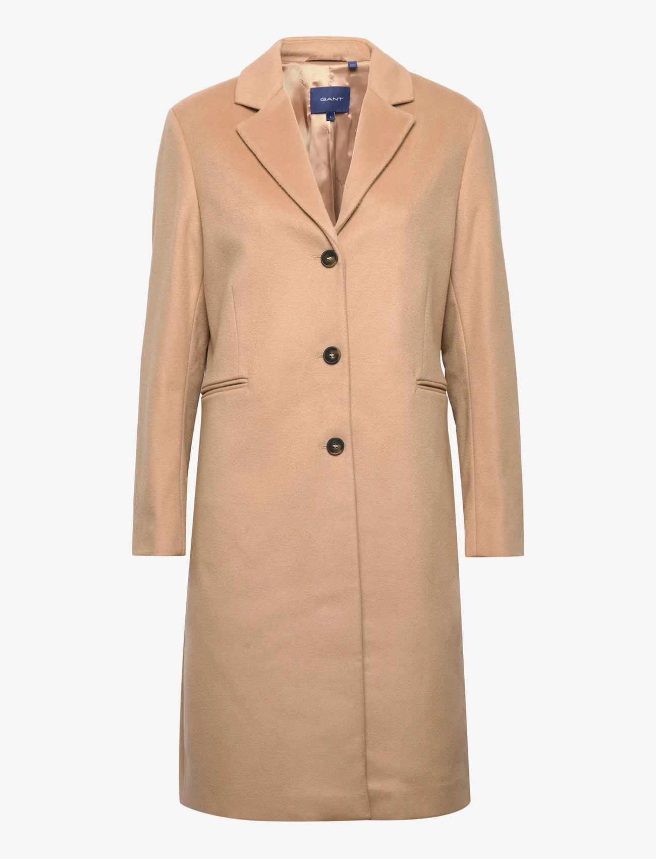 GANT - WOOL BLEND TAILORED COAT - winter coats - dark khaki - 0