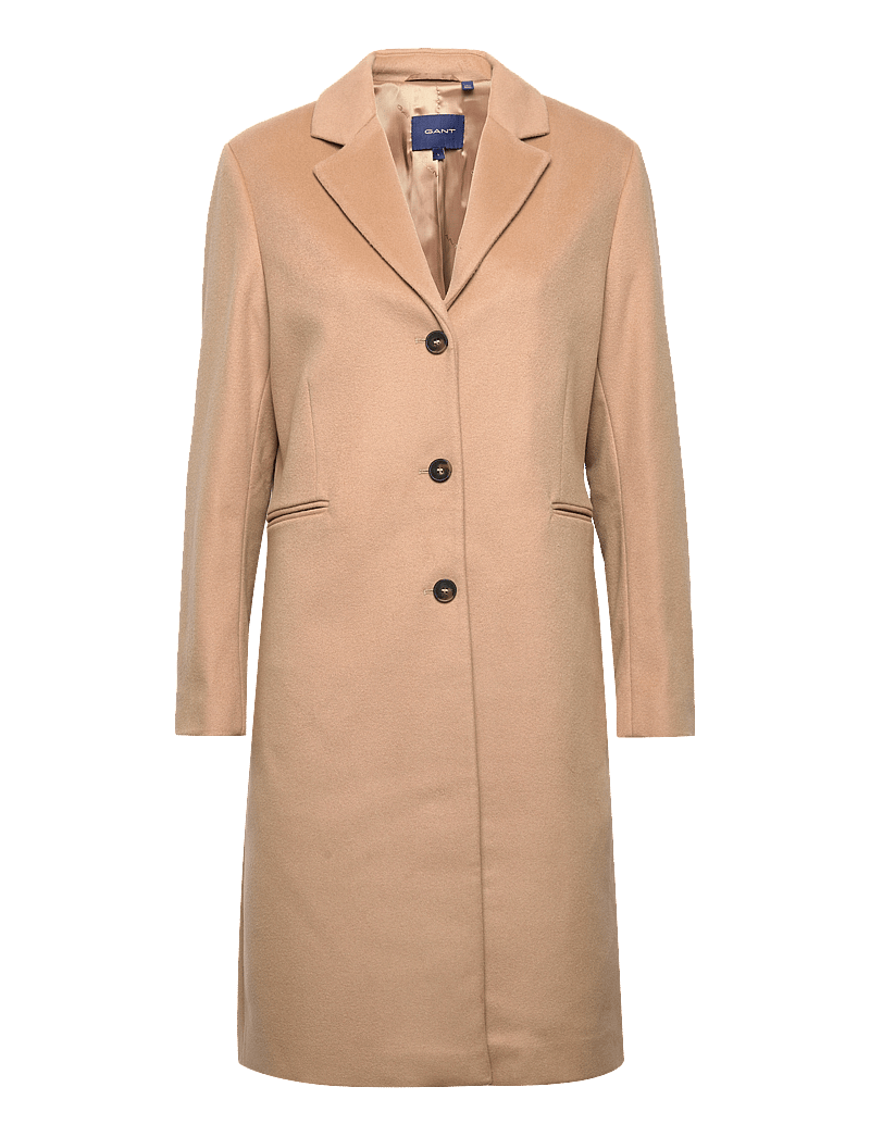GANT - WOOL BLEND TAILORED COAT - dark khaki - 1
