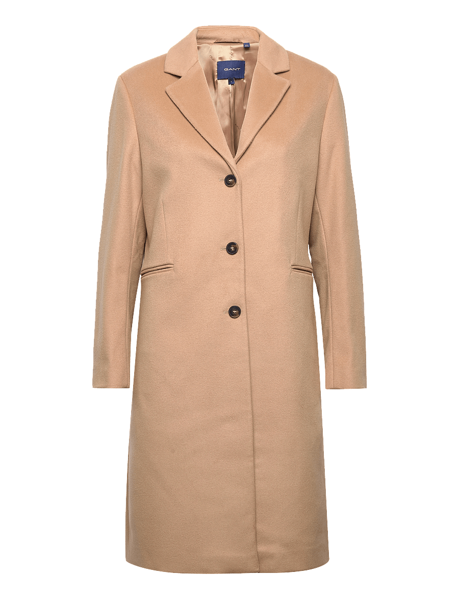 GANT - WOOL BLEND TAILORED COAT - dark khaki - 1
