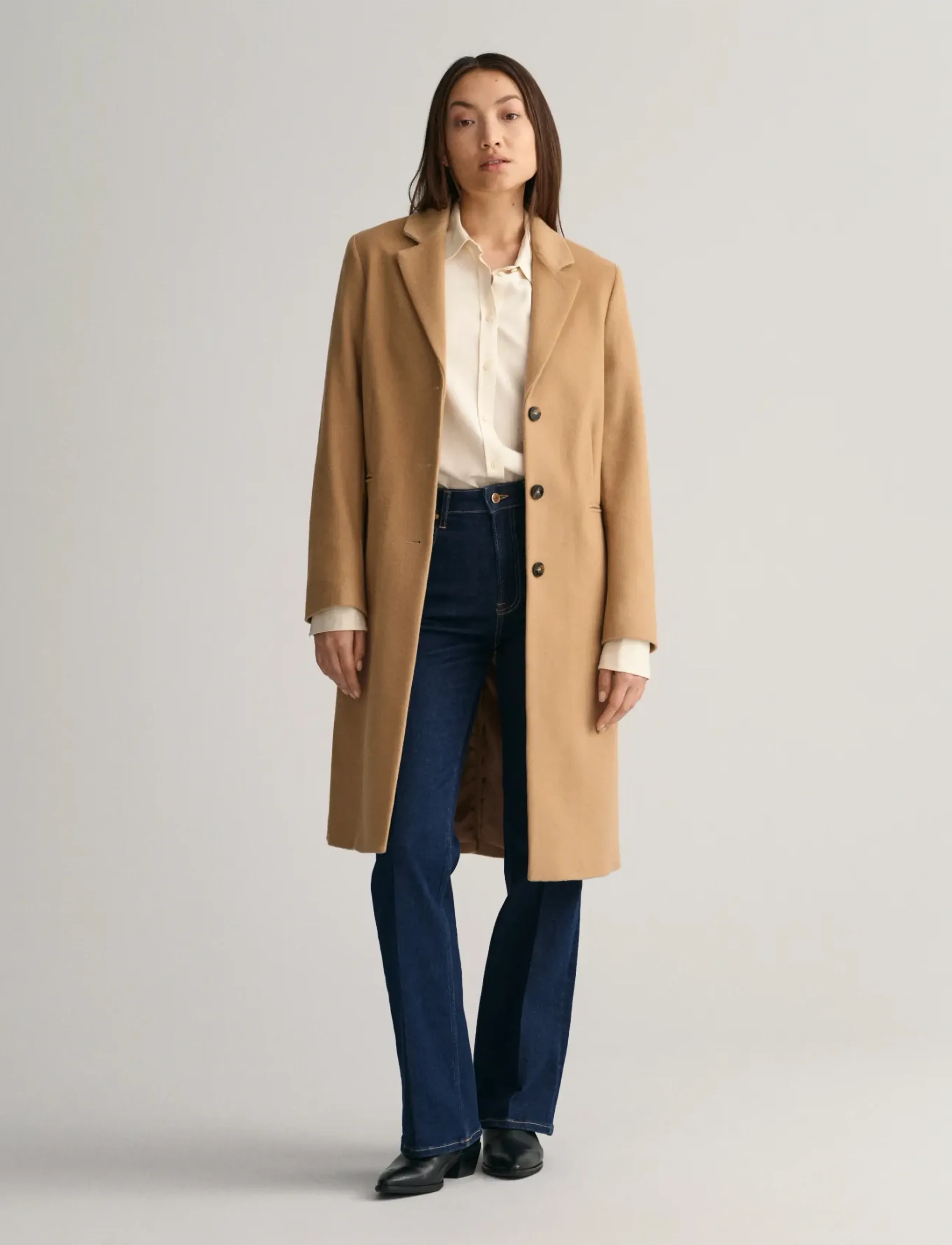 GANT WOOL BLEND TAILORED COAT - Jackets & Coats - DARK KHAKI / beige