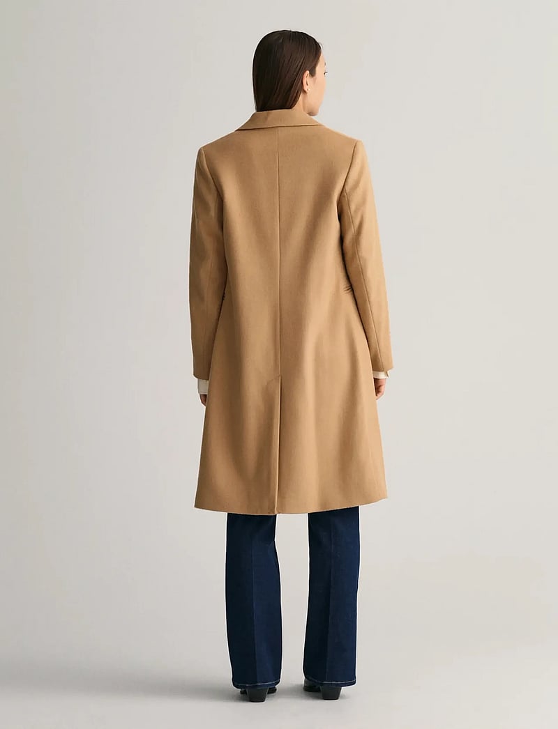 GANT - WOOL BLEND TAILORED COAT - dark khaki - 3