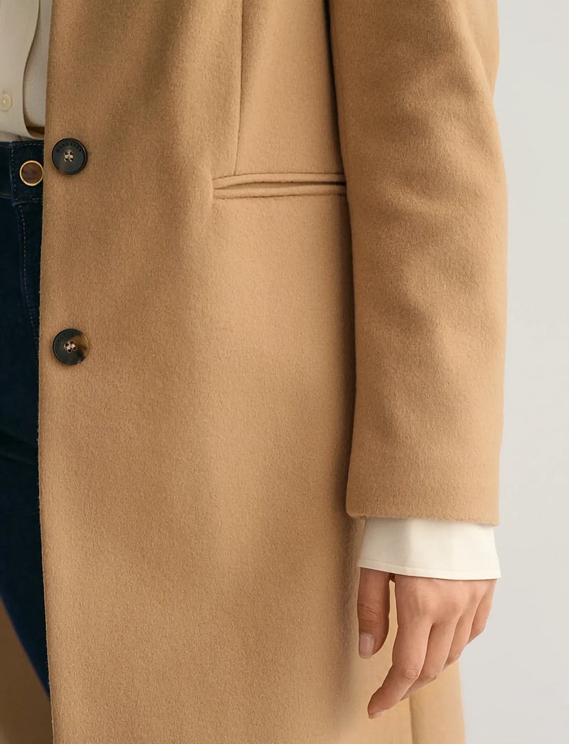 GANT - WOOL BLEND TAILORED COAT - dark khaki - 4