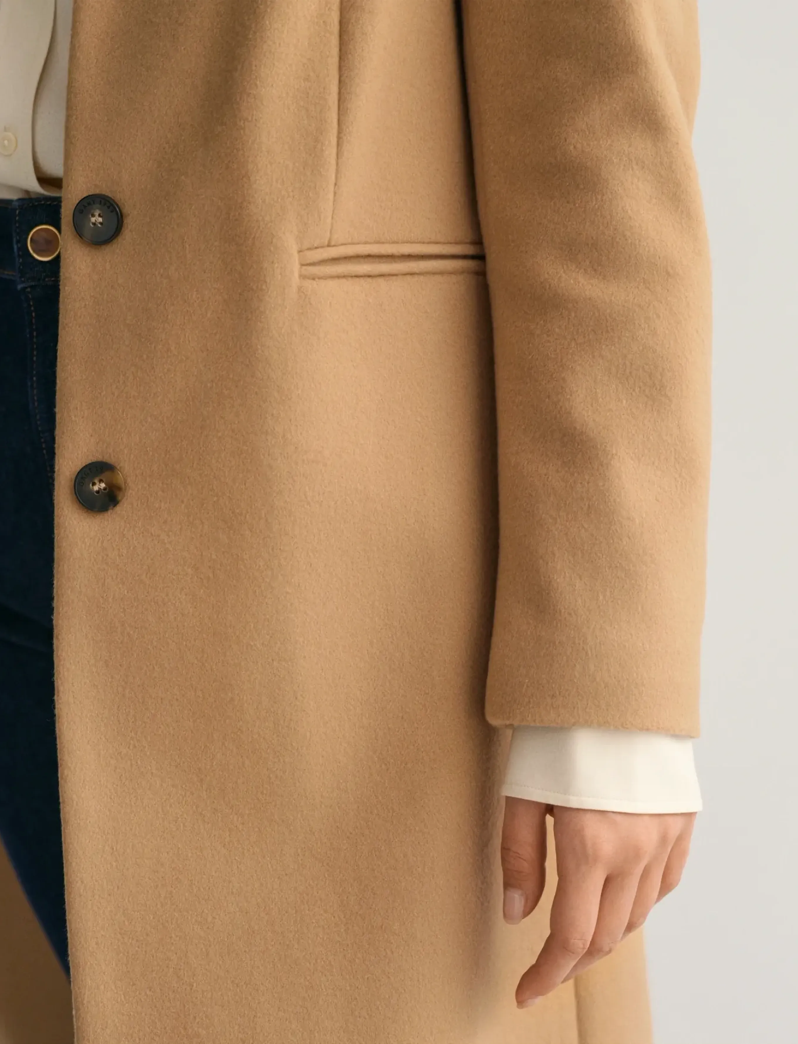 GANT - WOOL BLEND TAILORED COAT - dark khaki - 4