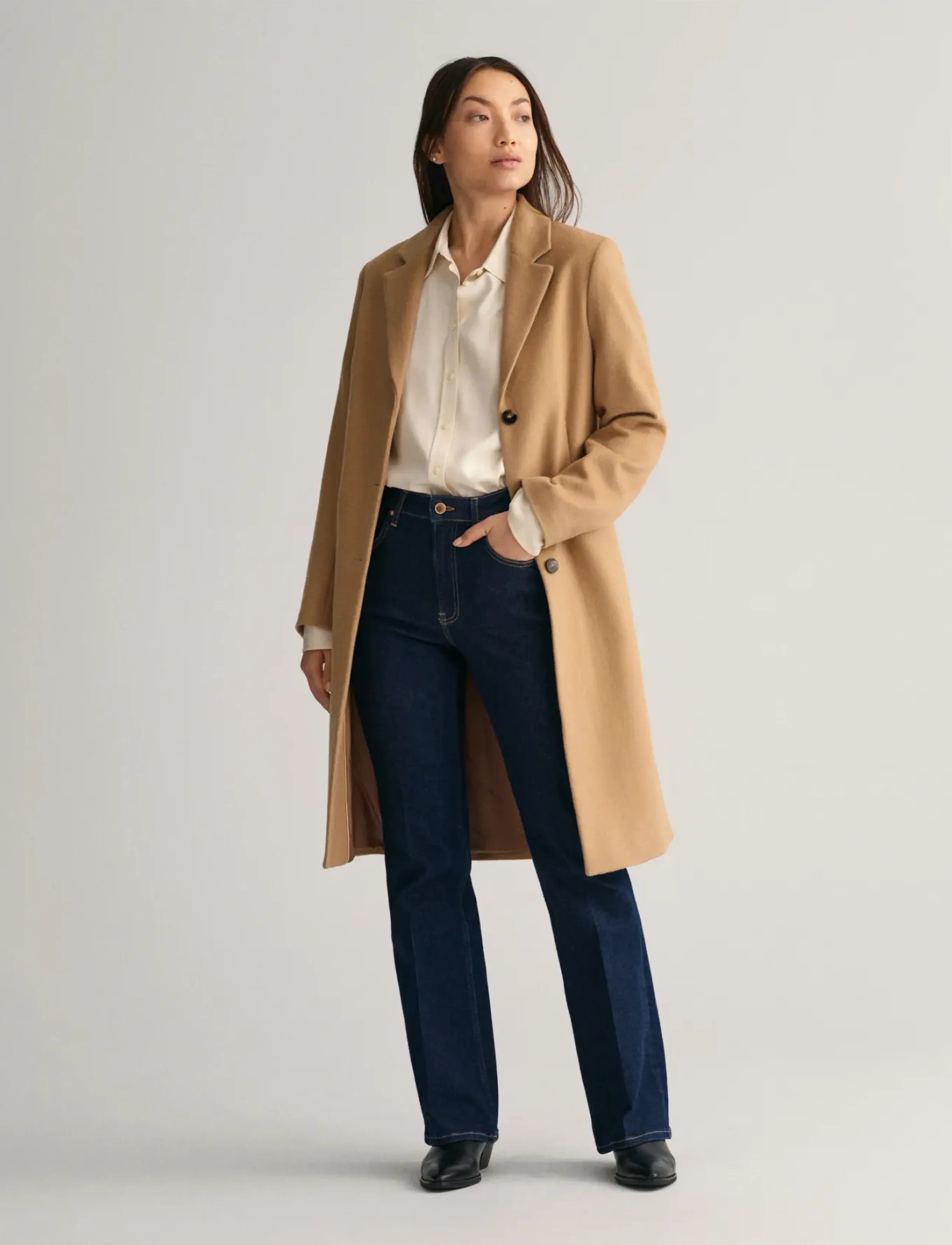 Gant - WOOL BLEND TAILORED COAT - dark khaki - 5