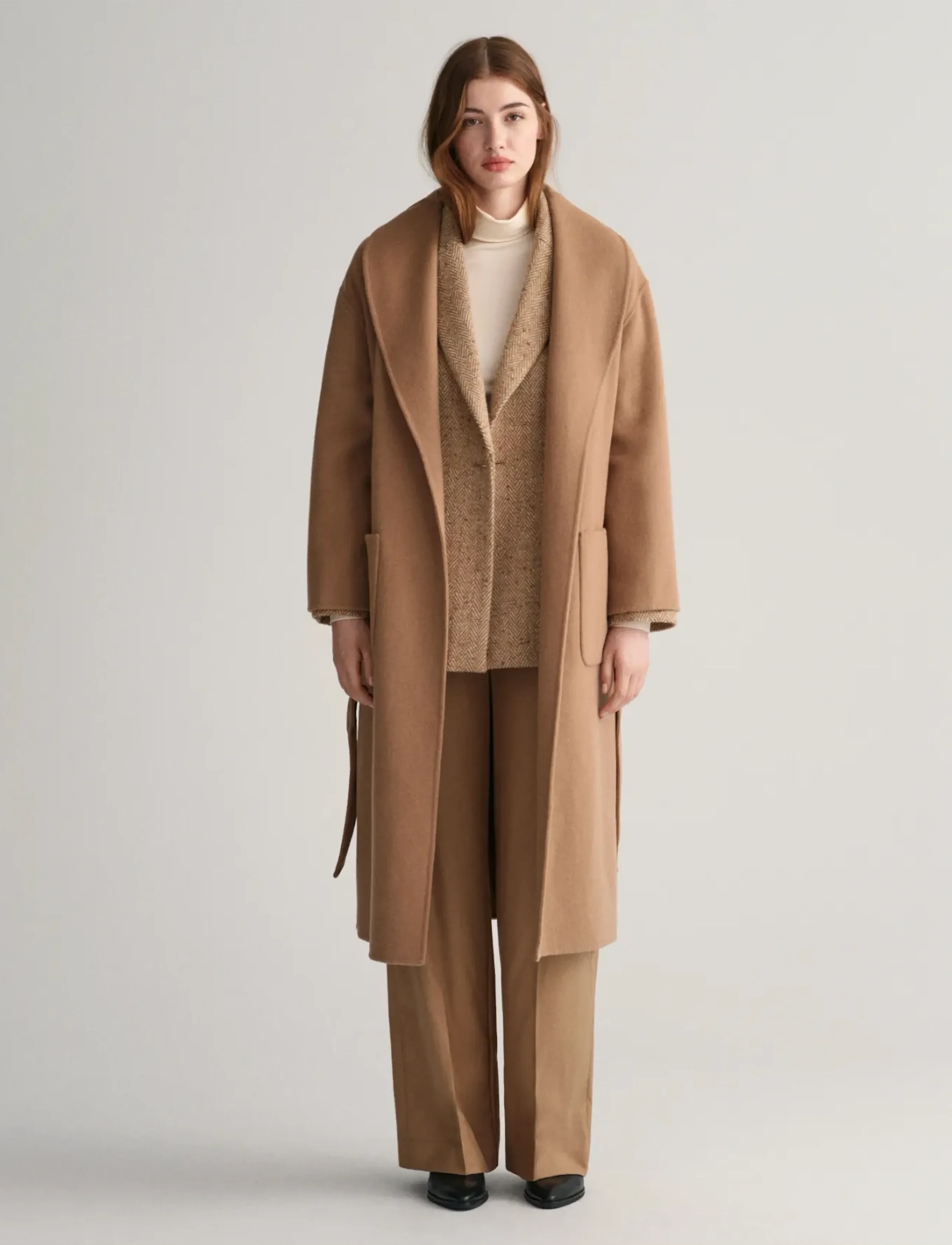 GANT HANDSTITCHED BELTED COAT - Jackets & Coats - WARM KHAKI / beige
