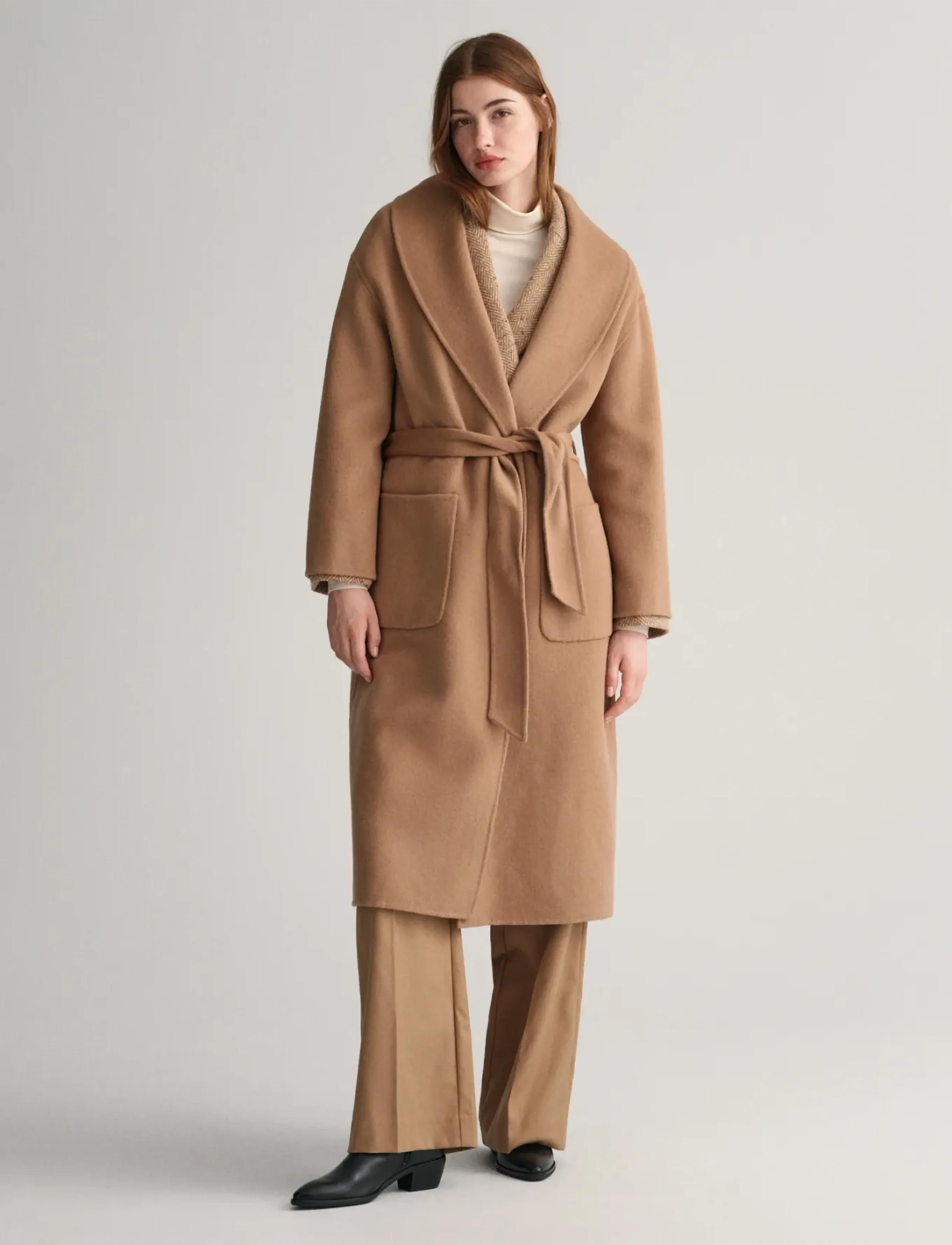 GANT - HANDSTITCHED BELTED COAT - warm khaki - 5