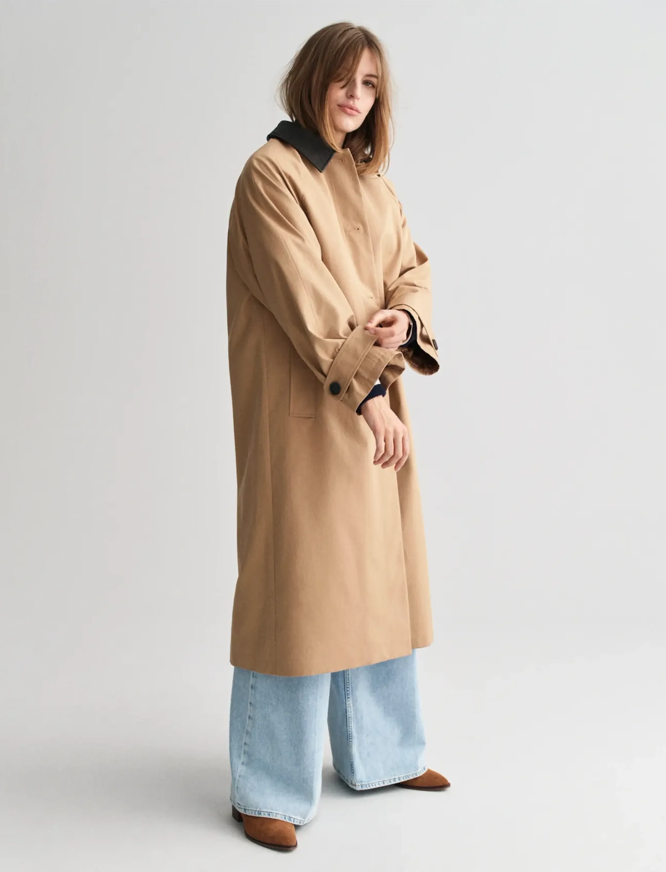 Gant - LEATHER COLLAR CAR COAT - overtøj - caramel beige - 4