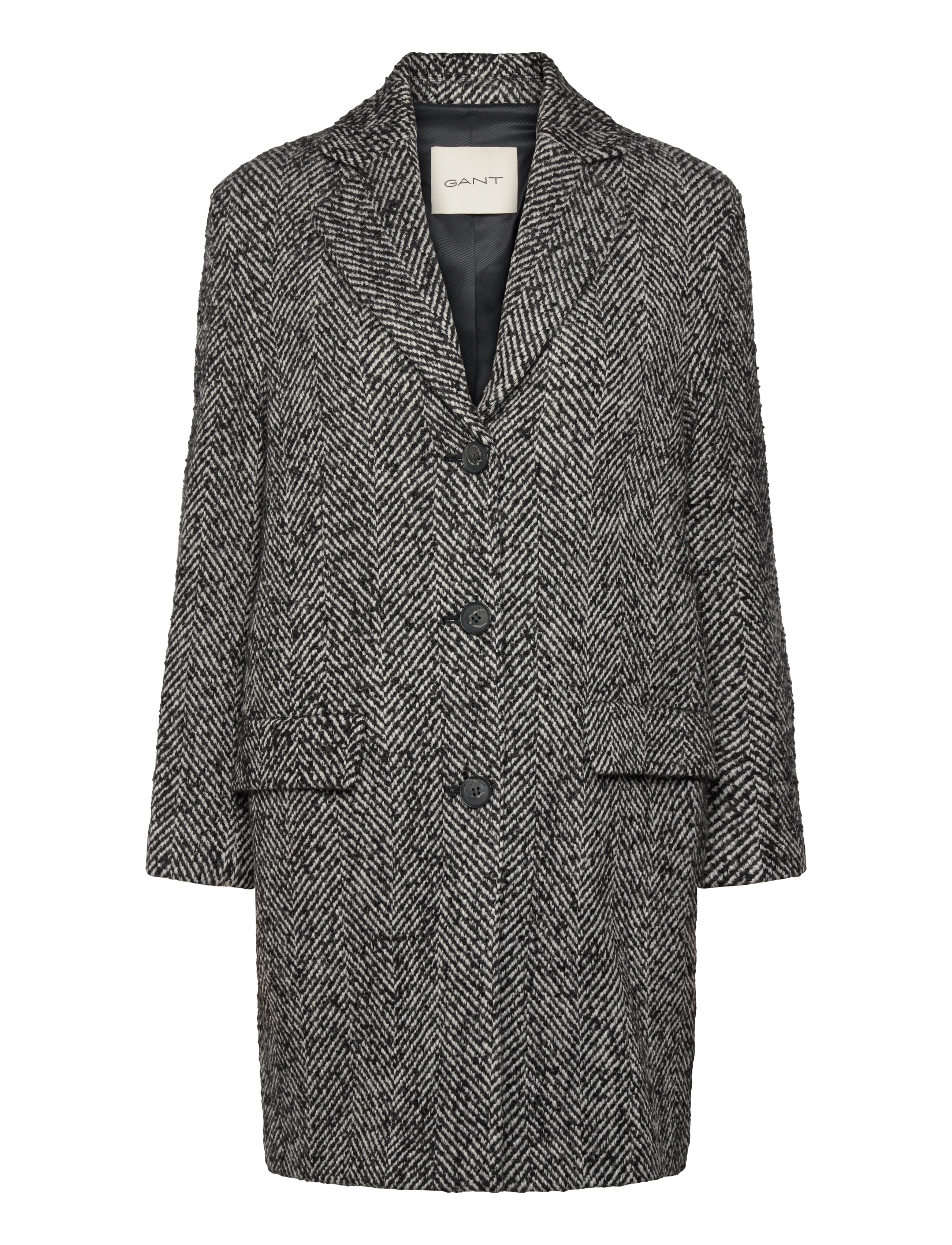 Gant HERITAGE HERRINGBONE COAT - Jakid ja mantlid - BLACK / black