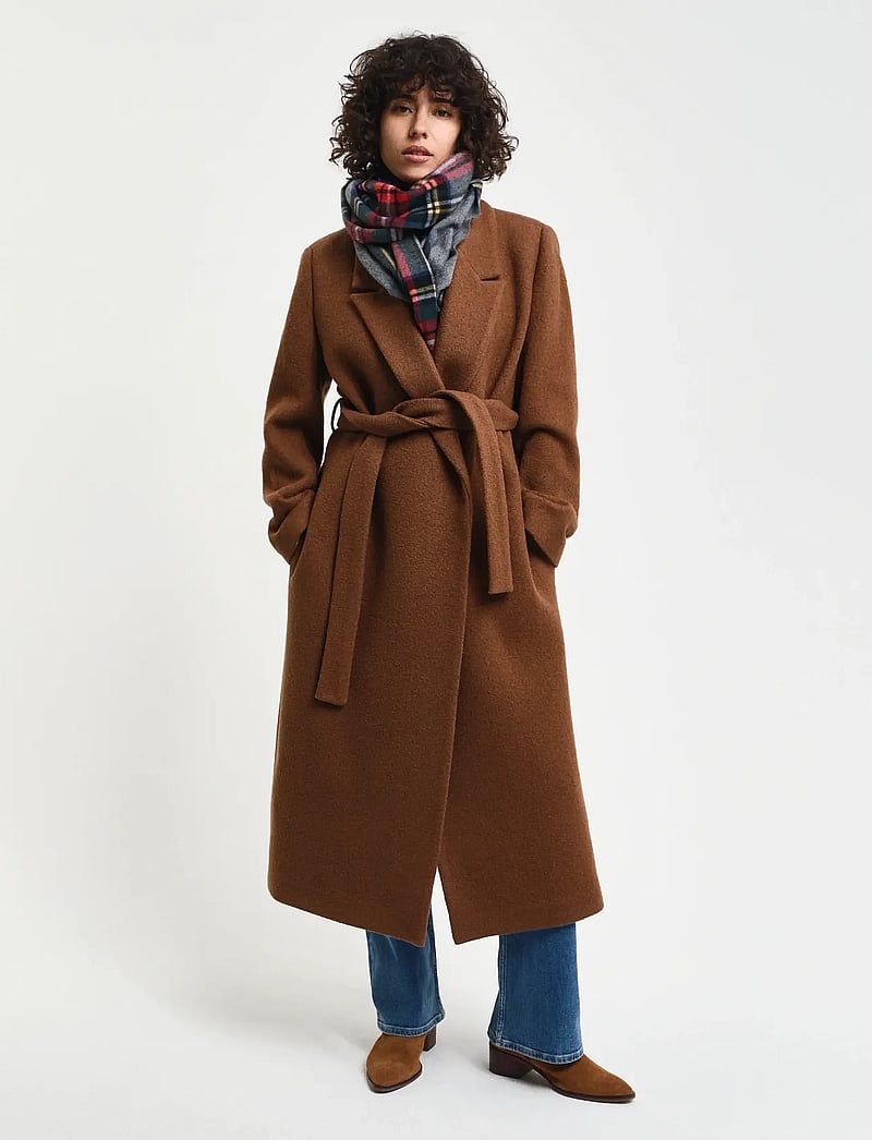 GANT - TEXTURED WRAP COAT - cacao - 5