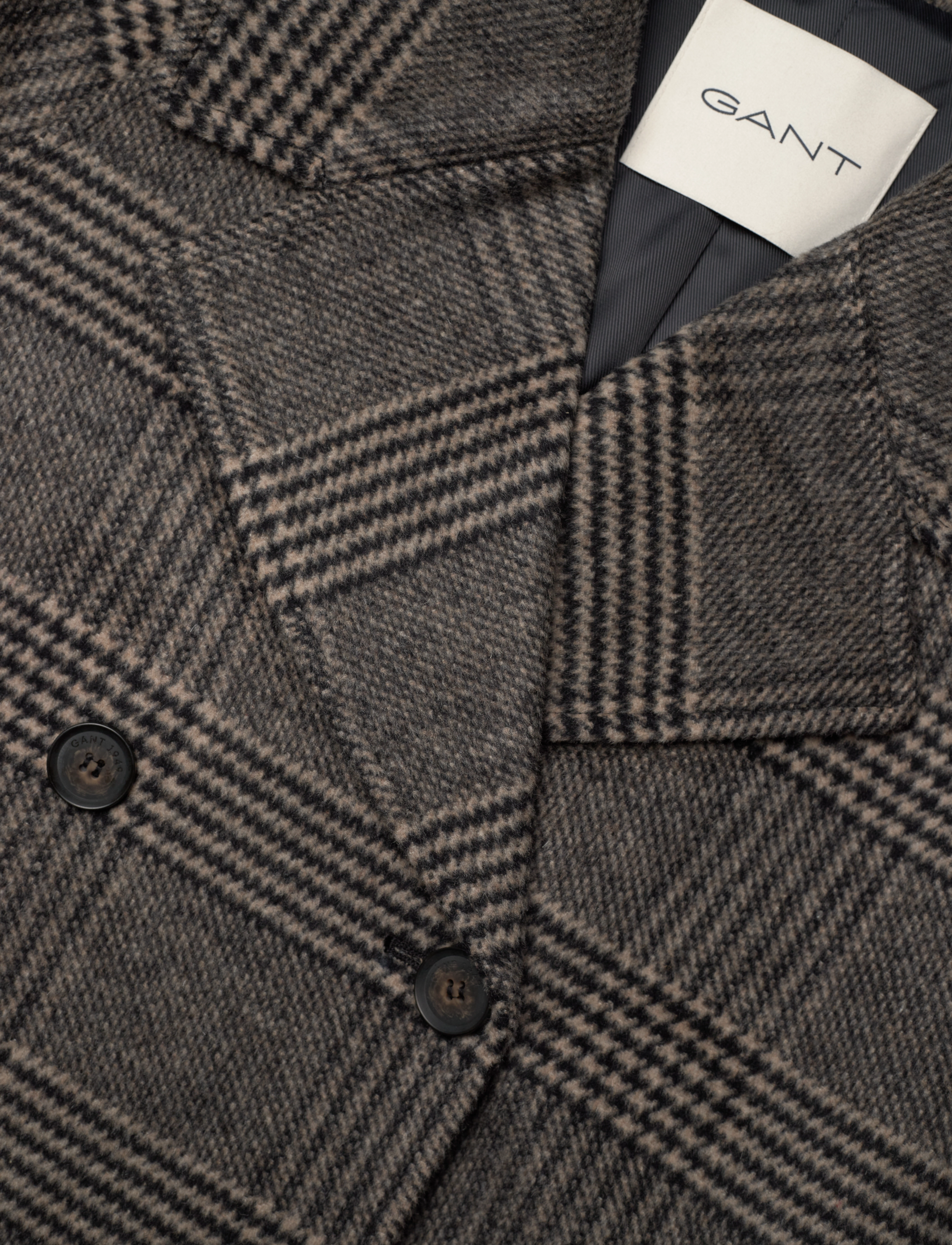 GANT - LARGE CHECKED WOOL TRENCH COAT - black - 4