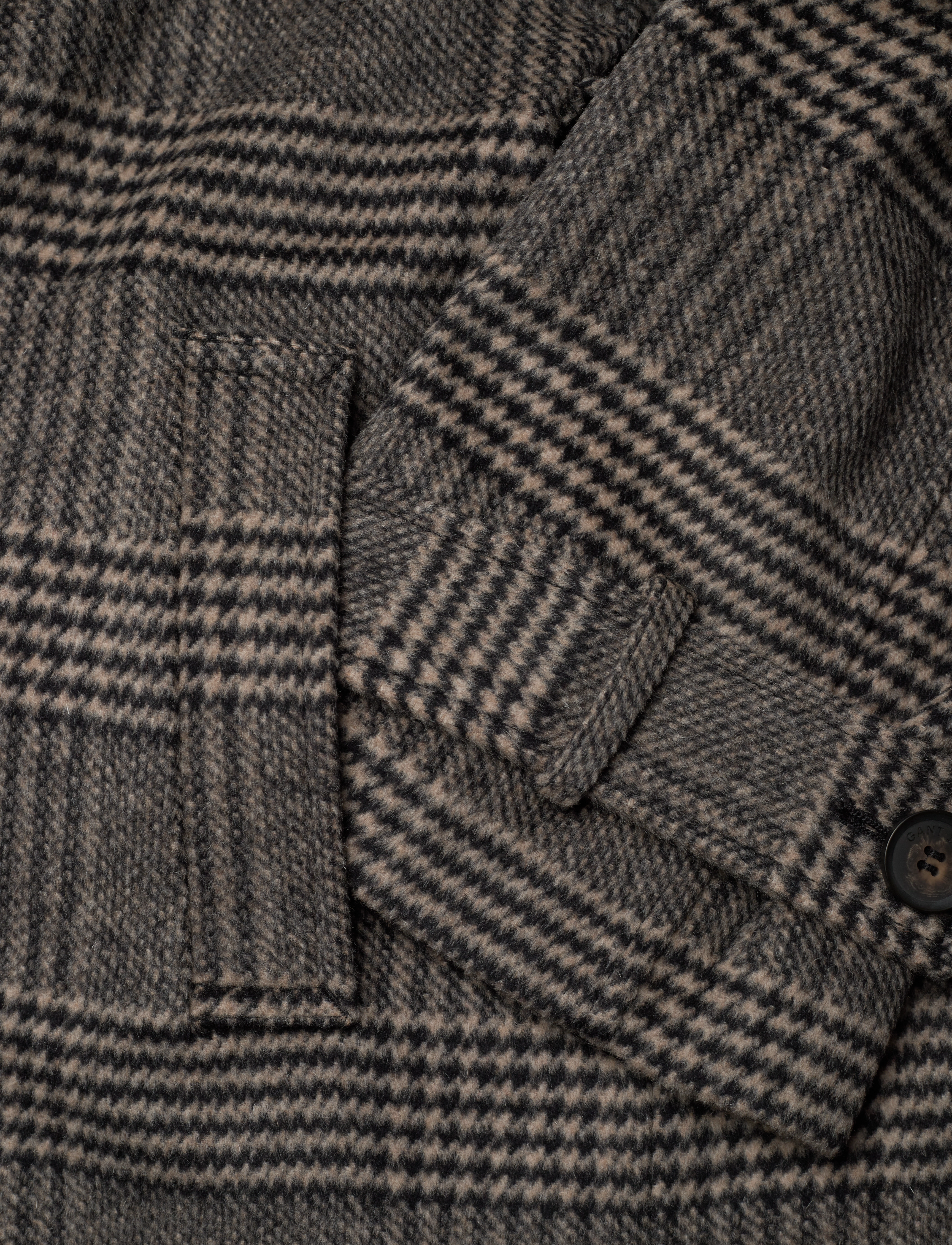 GANT - LARGE CHECKED WOOL TRENCH COAT - black - 3