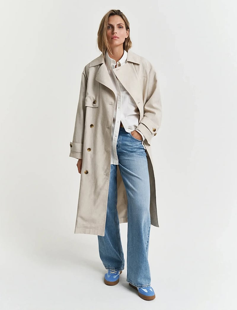 GANT - LINEN BLEND TRENCH COAT - soft oat - 0