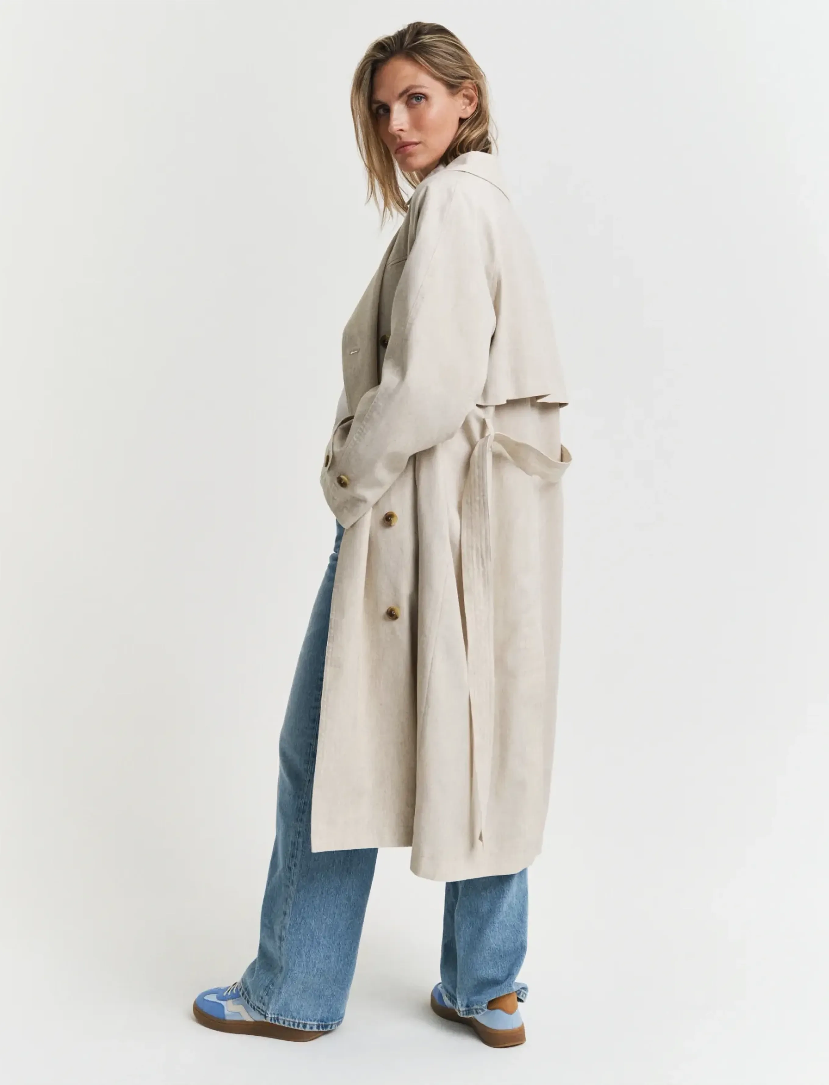 Gant - LINEN BLEND TRENCH COAT - soft oat - 5