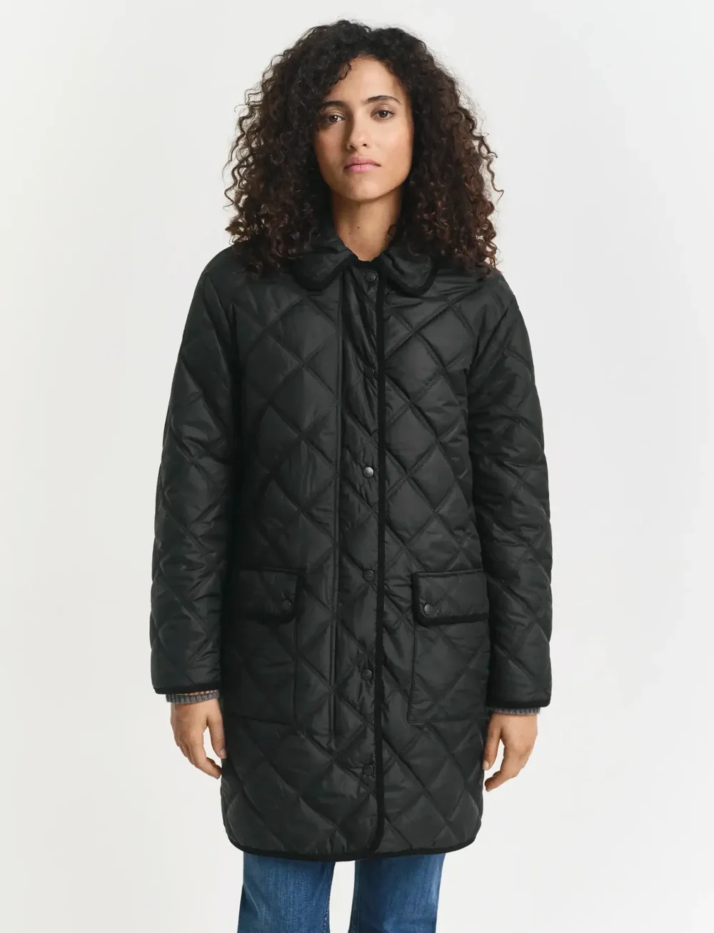 GANT - QUILTED COAT WITH CORD TRIM - quilted jassen - black - 3