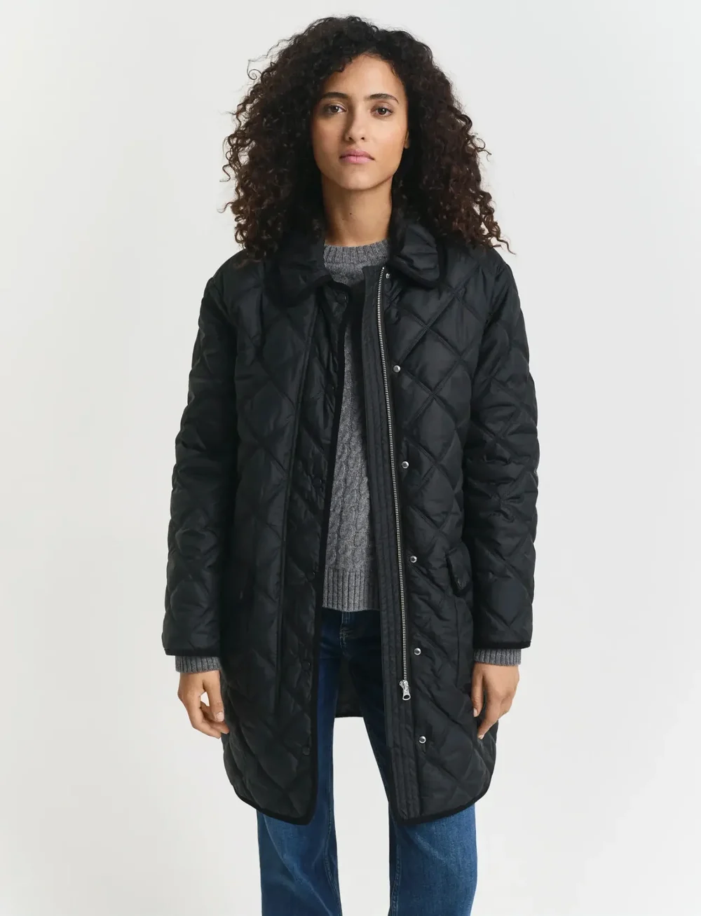 GANT - QUILTED COAT WITH CORD TRIM - quilted jassen - black - 4