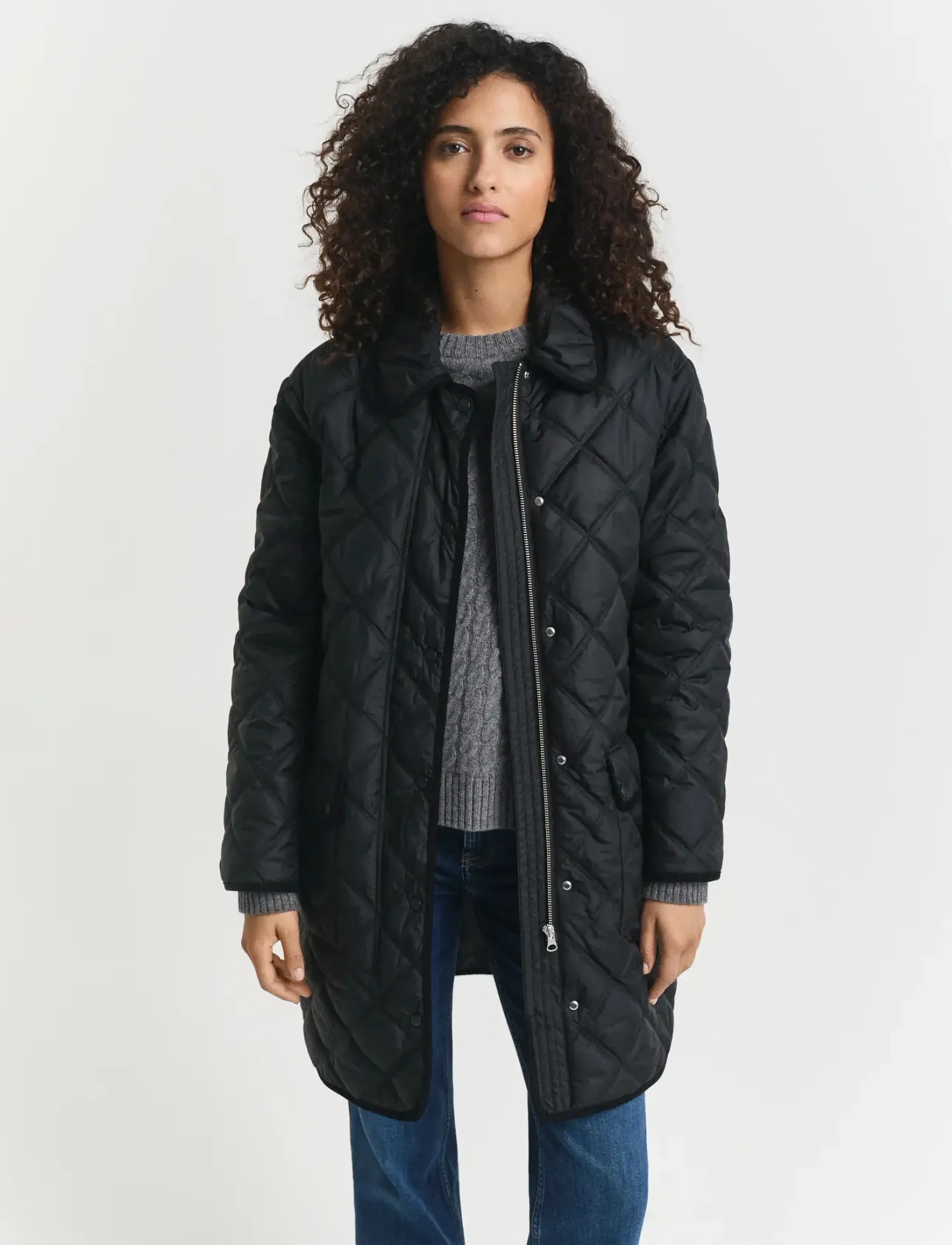 Gant - QUILTED COAT WITH CORD TRIM - quilted jassen - black - 4