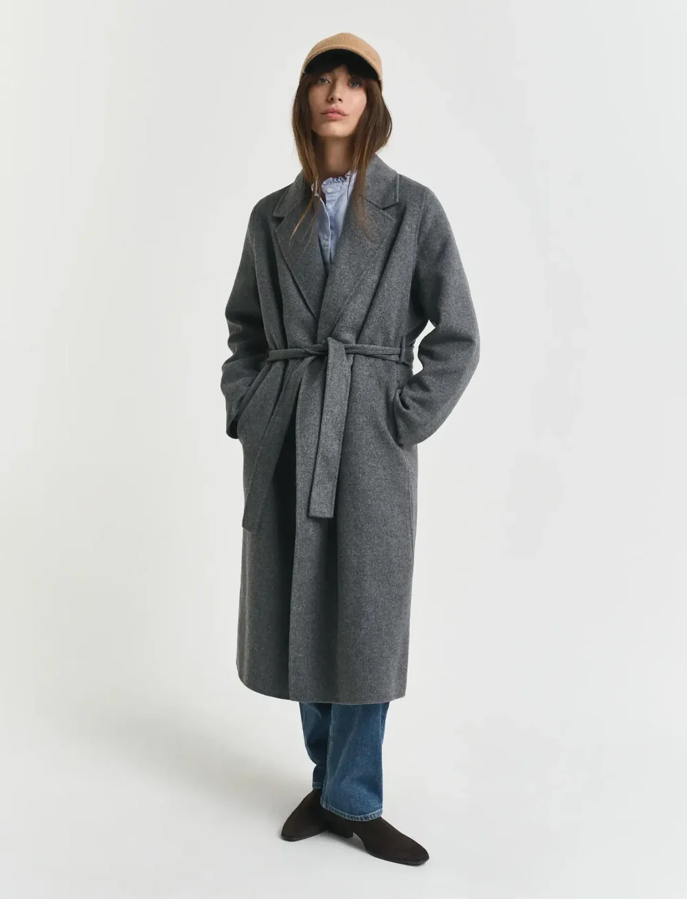 GANT - HANDSTITCHED BELTED COAT - wollmäntel - charcoal melange - 0