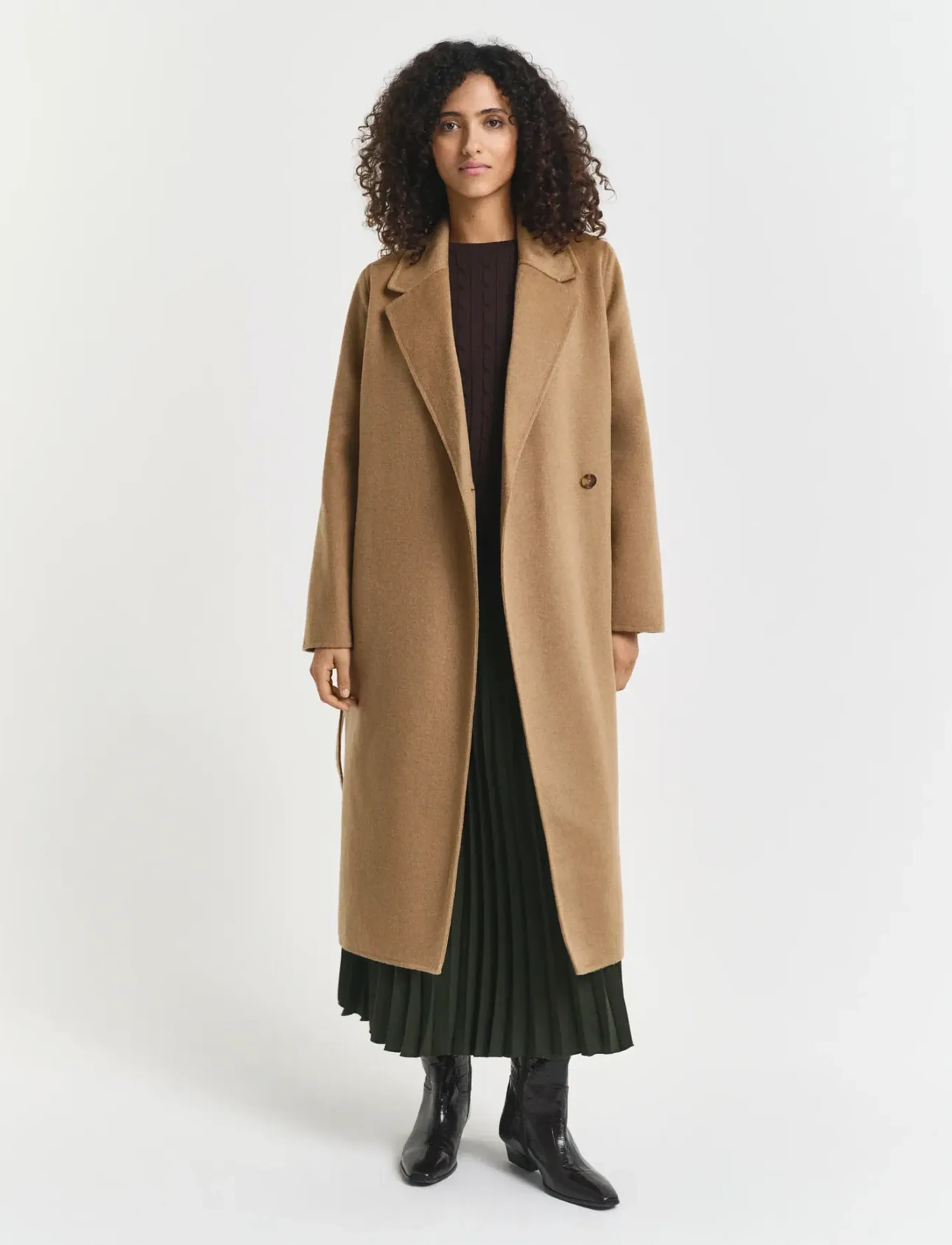 Gant Handstitched Belted Coat, Kvinder, Bæltefrakke, Beige, Str: XL