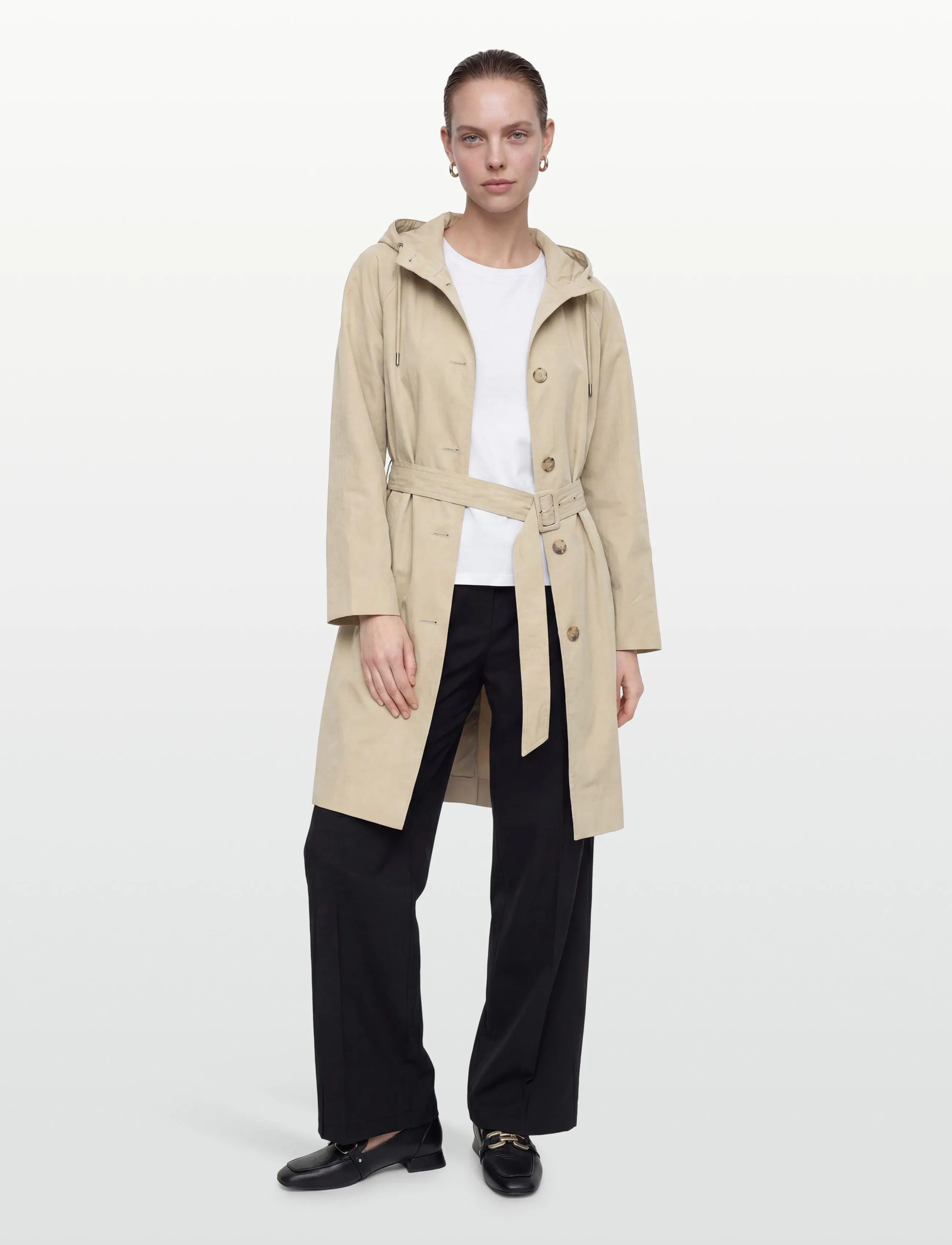 Gant Belted Wind Coat, Kvinder, Bæltet Vindfrakke, Beige, Str: M